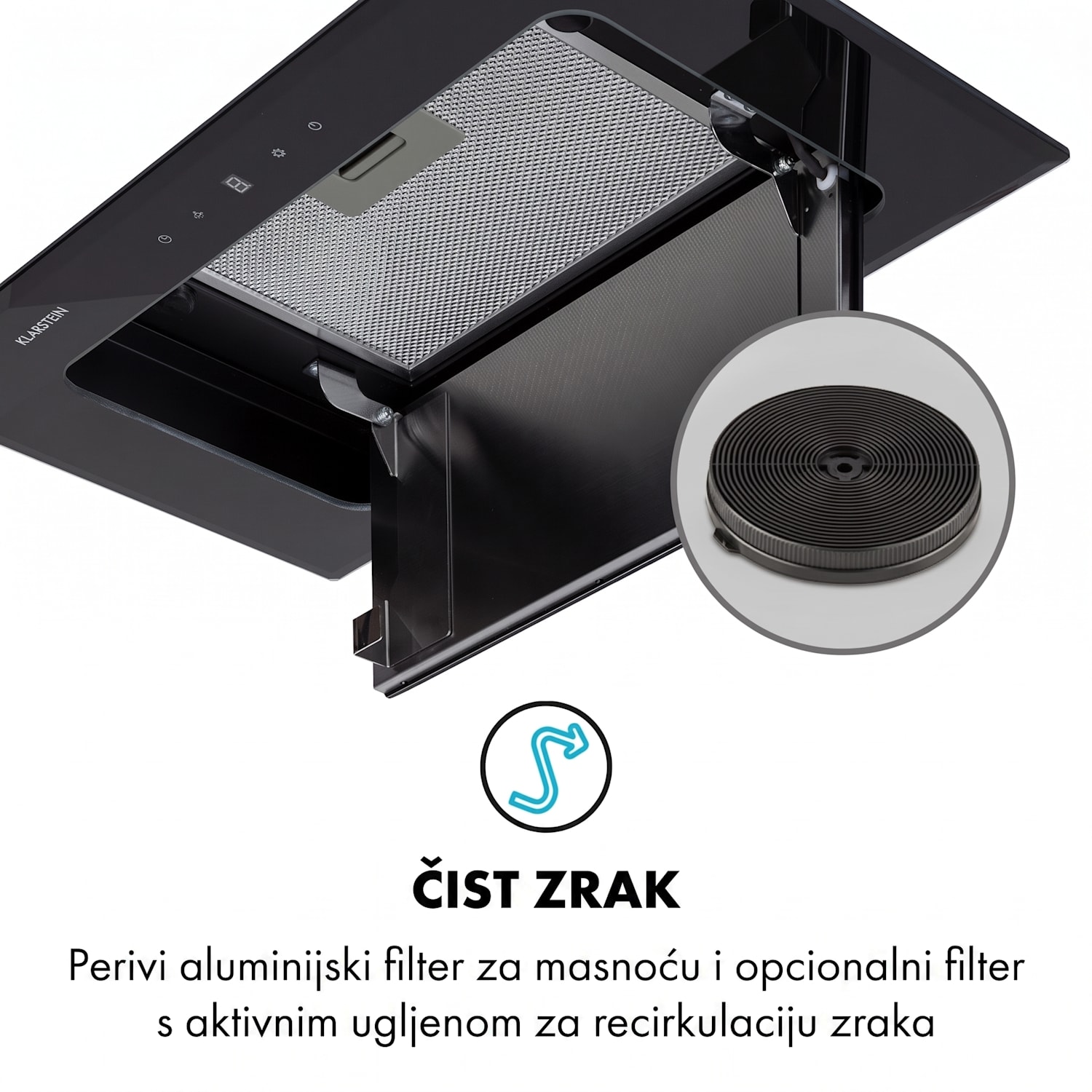 Hektor Brilliant Edition, ugradbena napa, 52 cm, 506 m³ / h, dodir, crna Crna