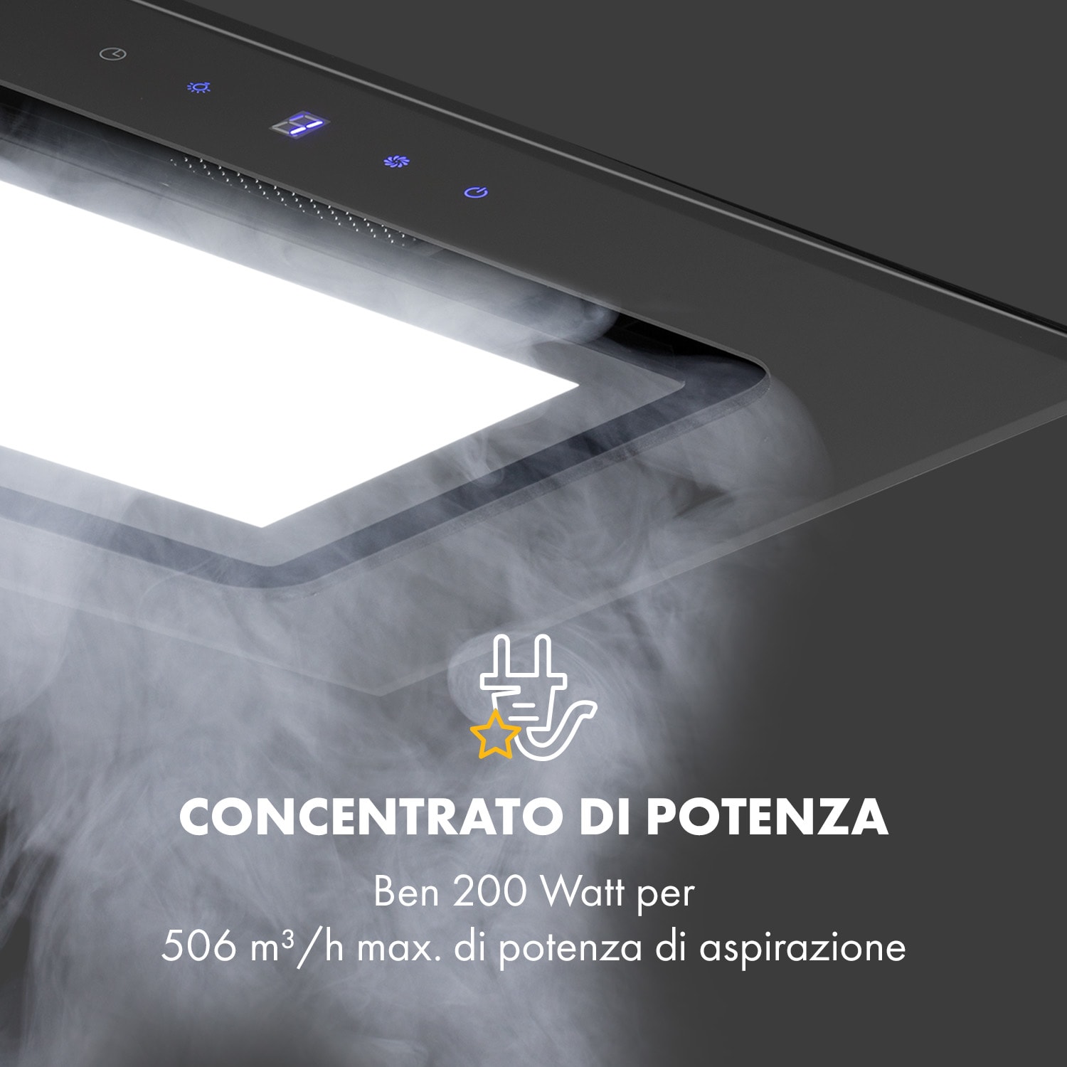 Hektor Brilliant Edition, Cappa Aspirante, 52 cm, 506 m³/h, Touch, Vetro, nero Nero