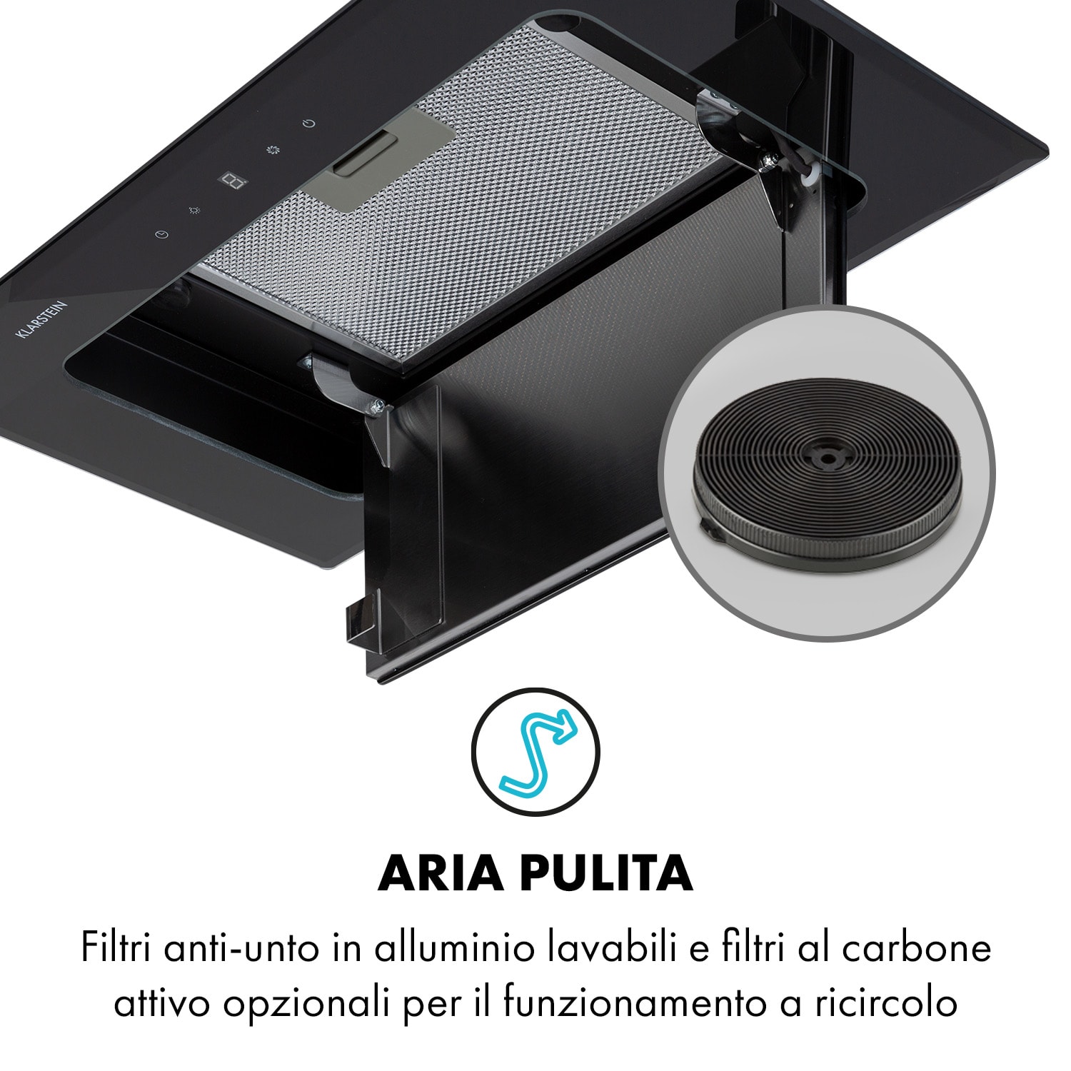 Hektor Brilliant Edition, Cappa Aspirante, 52 cm, 506 m³/h, Touch, Vetro, nero Nero