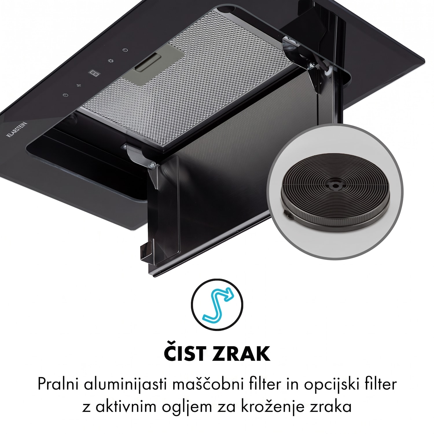 Hektor Brilliant Edition, vgradna napa, 52 cm, 506 m³/h, na dotik, črna Črna