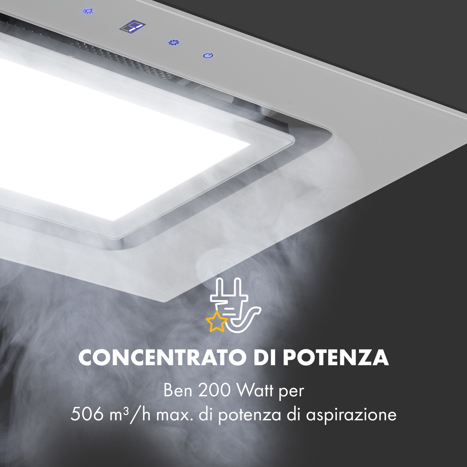 Hektor Brilliant Edition, Cappa Aspirante, 52 cm, 506 m³/h, Touch, Vetro, bianco Bianco