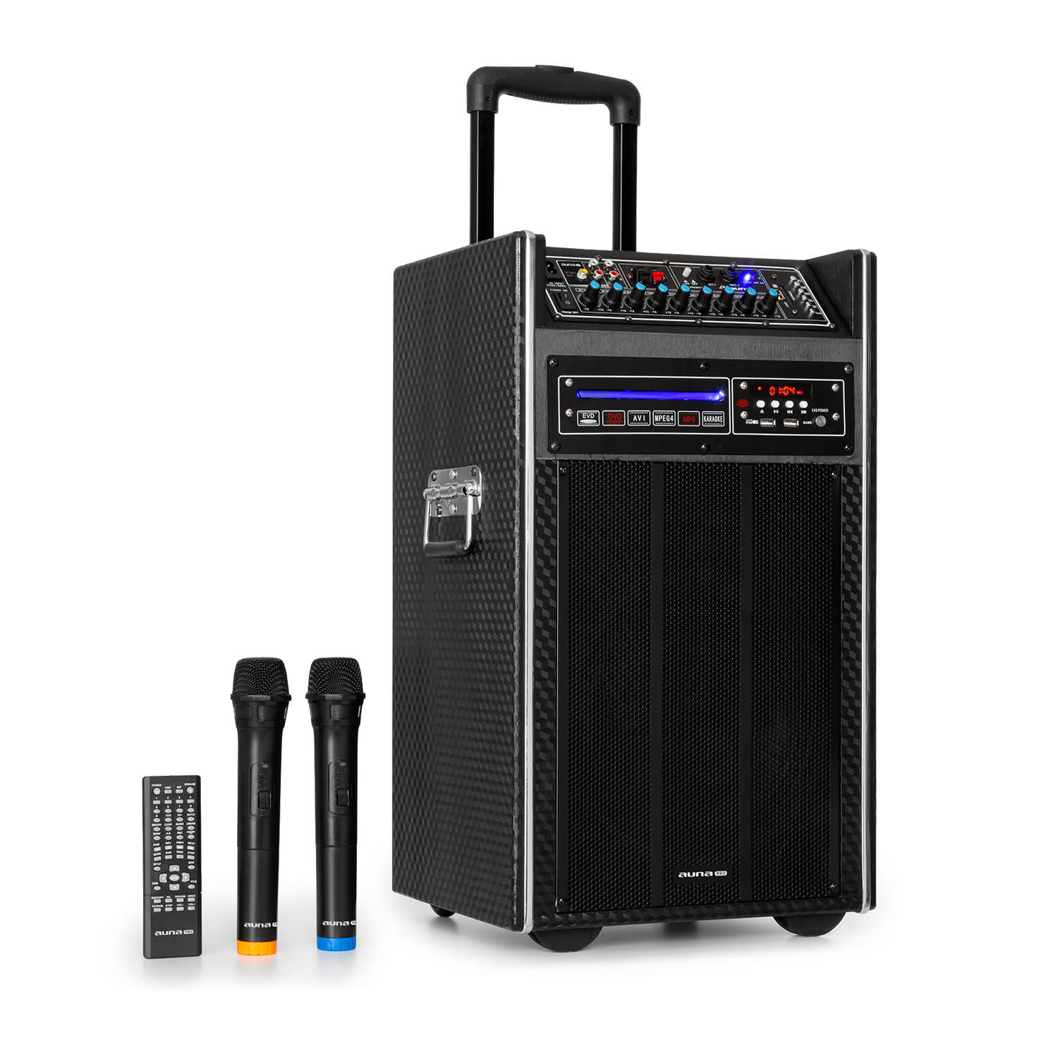 DisGo Box DVD mobile PA-Anlage, 300 Watt max., 2 x 10" Woofer, DVD, BT Ohne Display