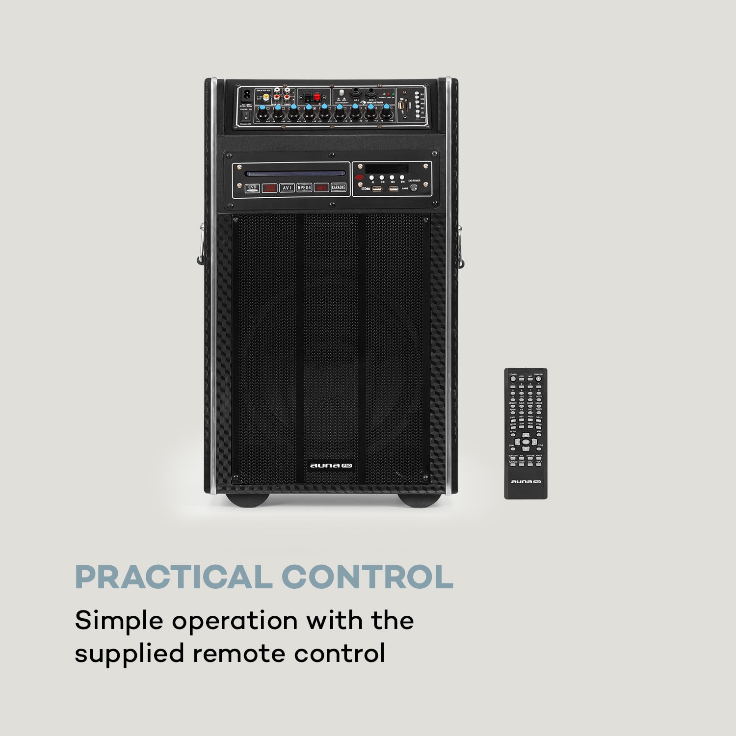 DisGo Box DVD Mobile PA System, 300 Watts max., 2 x 10" Woofer, DVD, BT   Without display