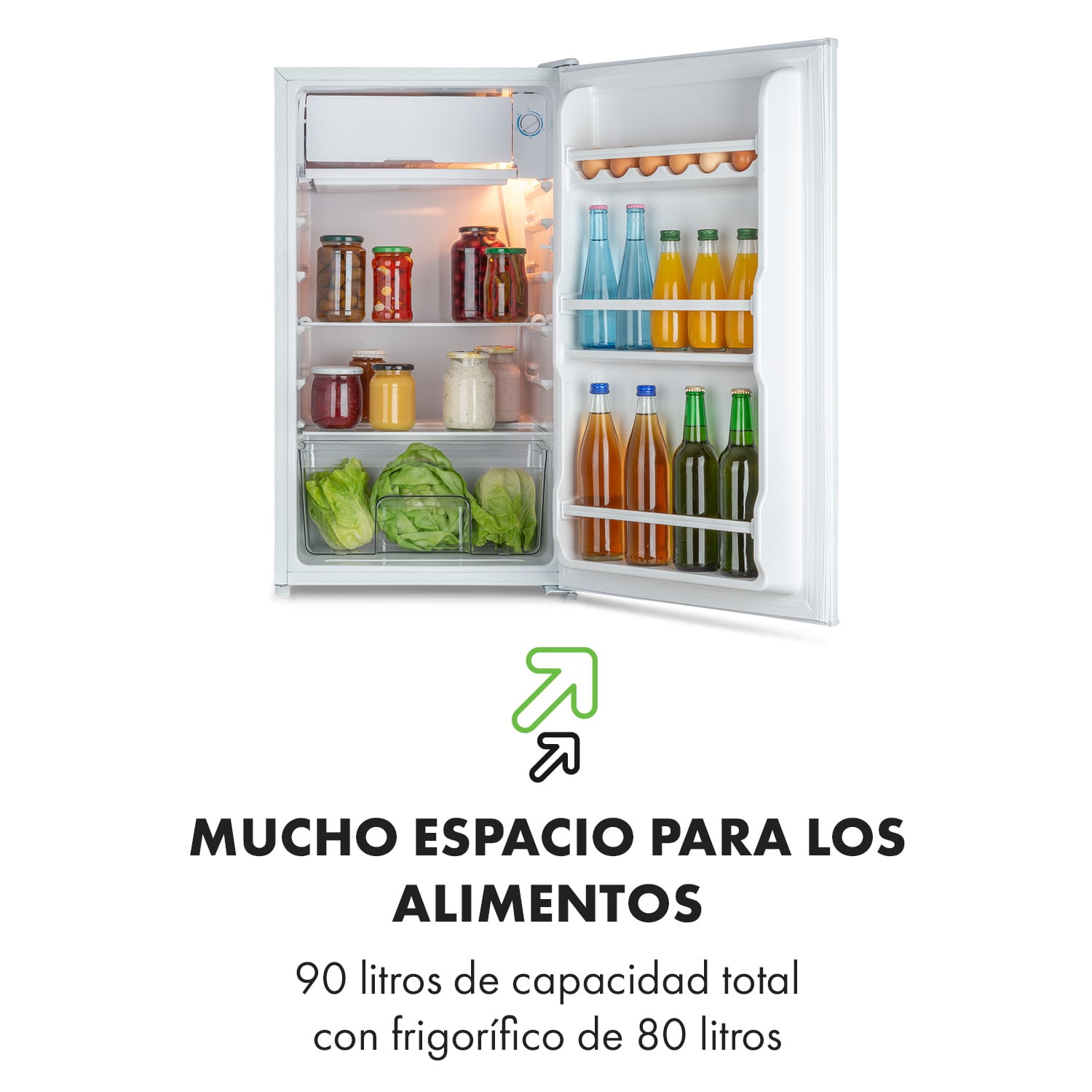 Frigorífico Spitzbergen Uni 91 litros, congelador de 10 litros, 2 estantes 91 L | Blanco