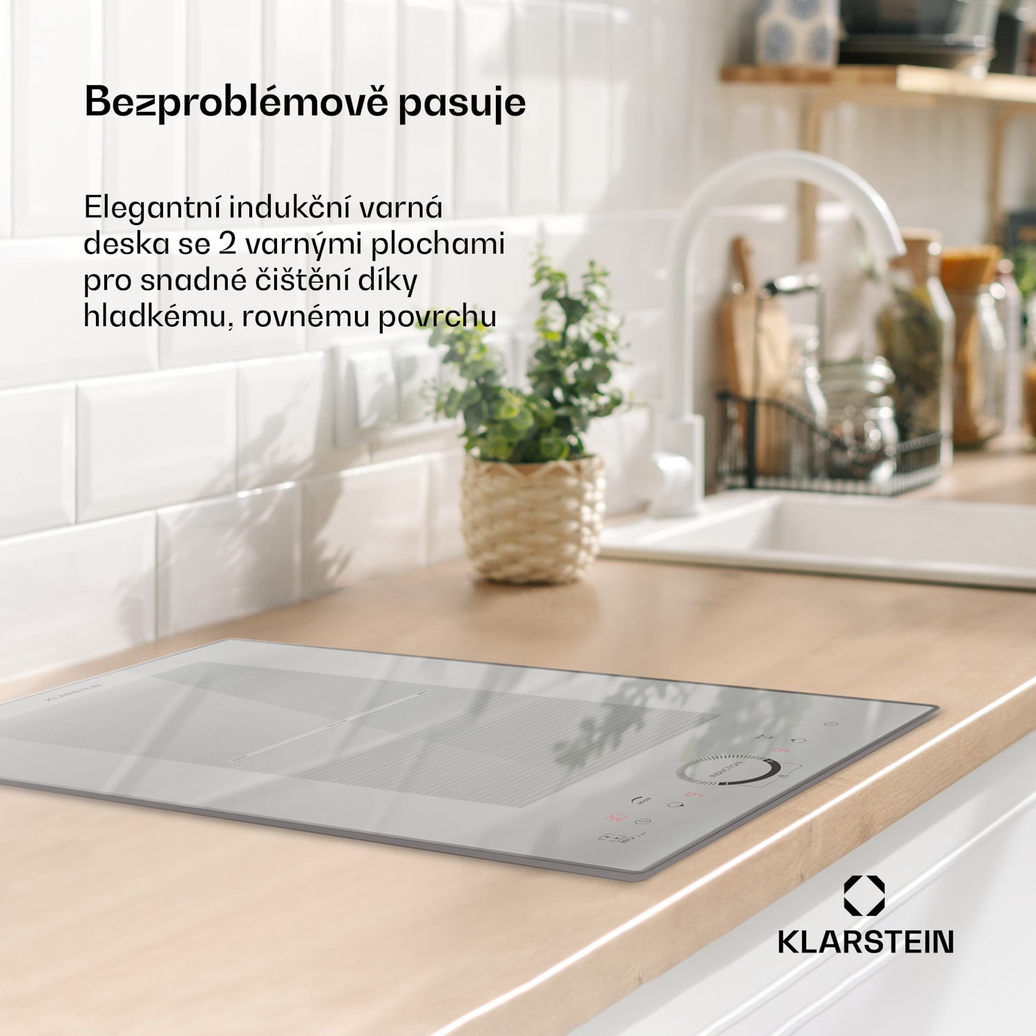 Delicatessa Slim Domino, indukční varná deska, 3500 W, časovač Slim Domino | 30 cm | Bílé sklo