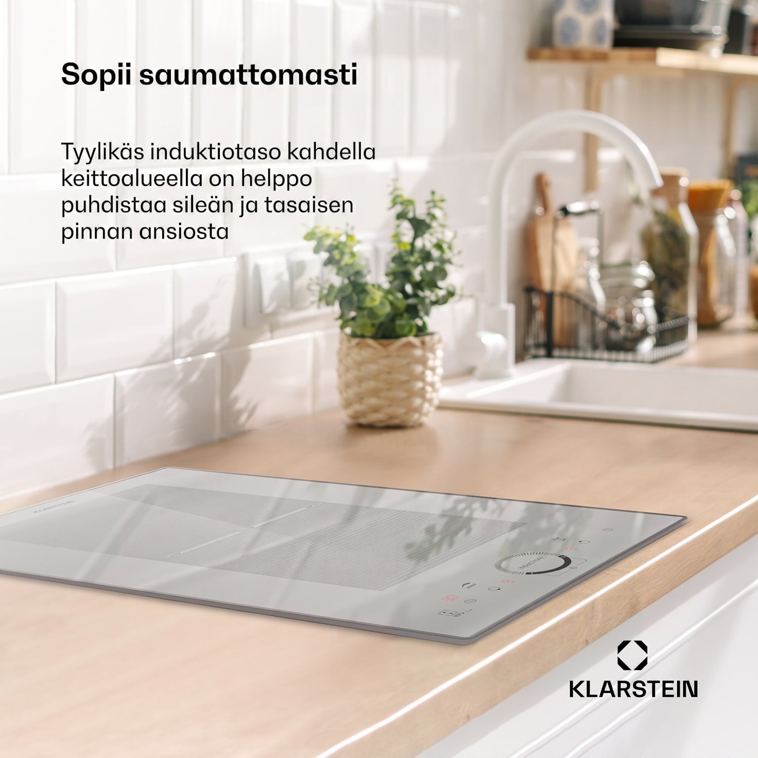 Delicatessa Slim Domino, induktioliesi, 3500 W, ajastin 30 cm | 1 Joustoalue | Valkoinen