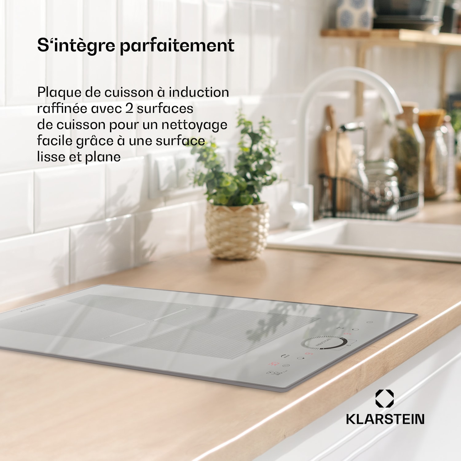 Delicatessa Slim Domino inductiekookplaat 3500W timer Slim Domino | 30 cm | Wit Glas