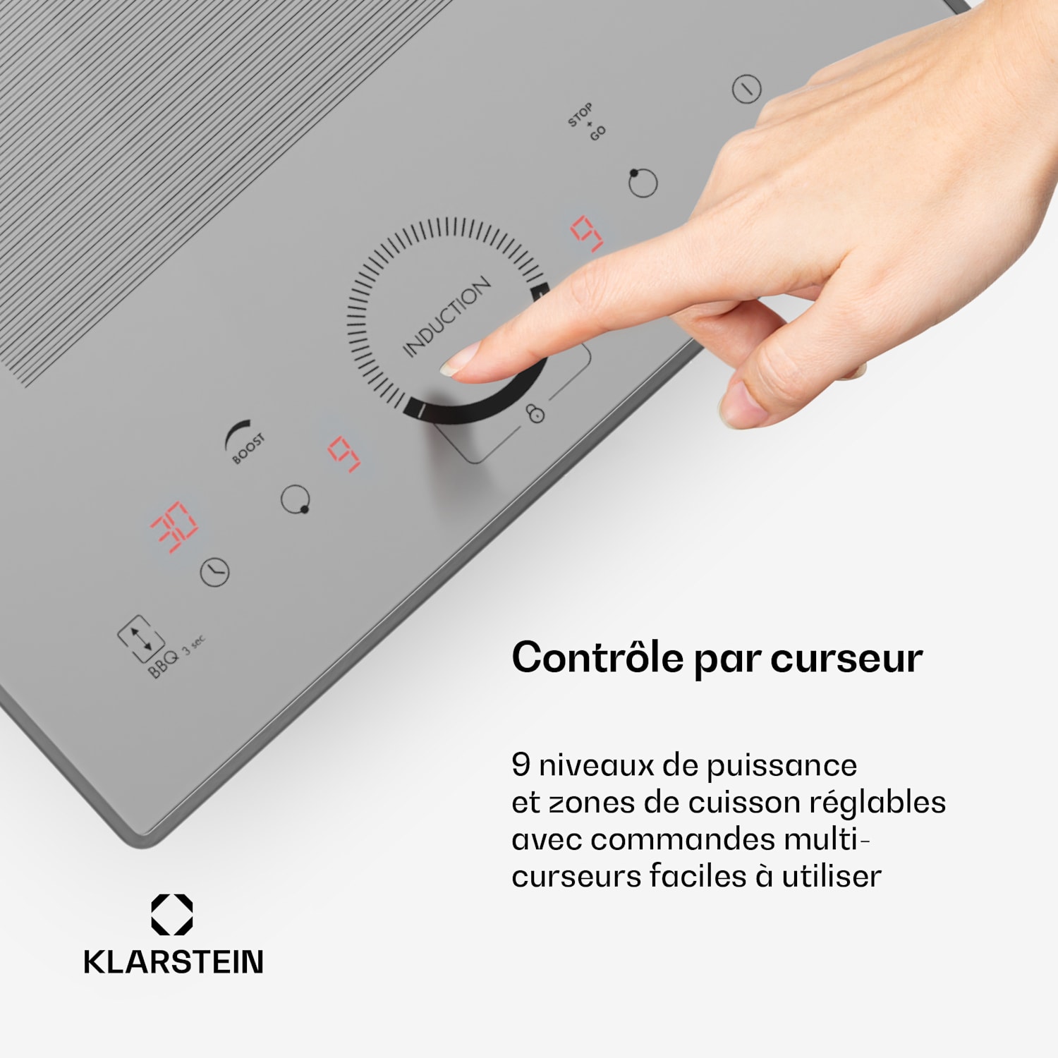 Delicatessa Slim Domino inductiekookplaat 3500W timer Slim Domino | 30 cm | Wit Glas