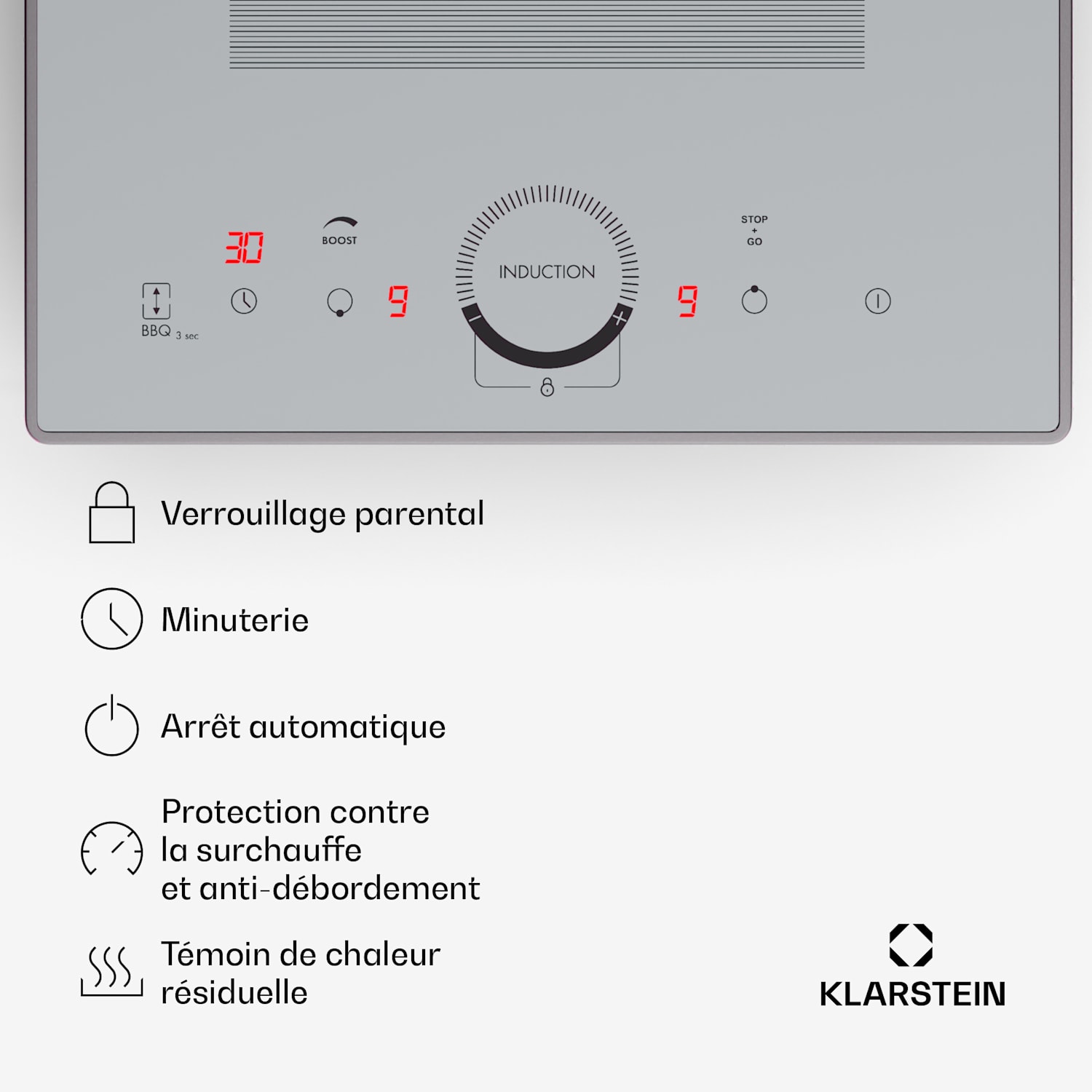Delicatessa Slim Domino inductiekookplaat 3500W timer Slim Domino | 30 cm | Wit Glas