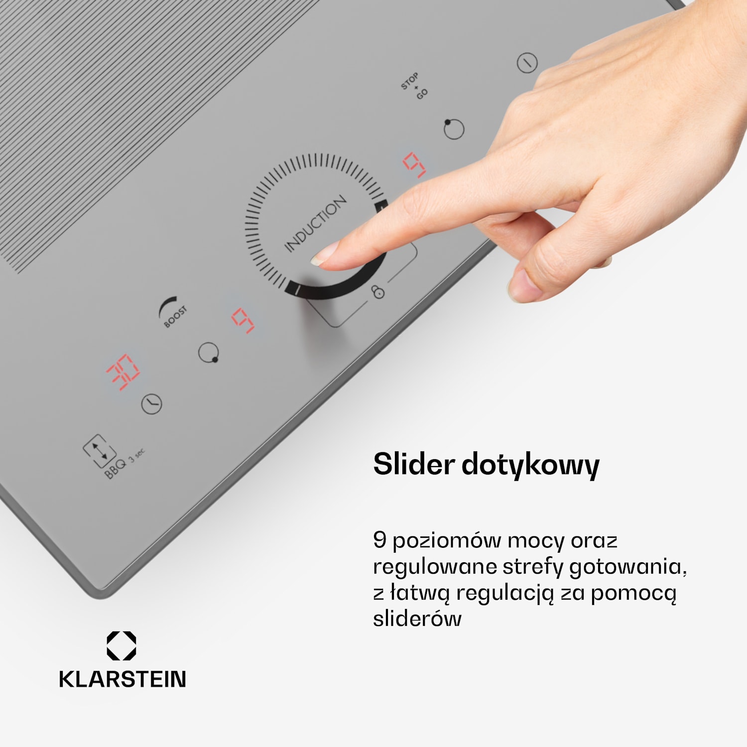 Delicatessa Slim Domino, płyta indukcyjna, 3500 W, timer Slim Domino | 30 cm | Białe Szkło