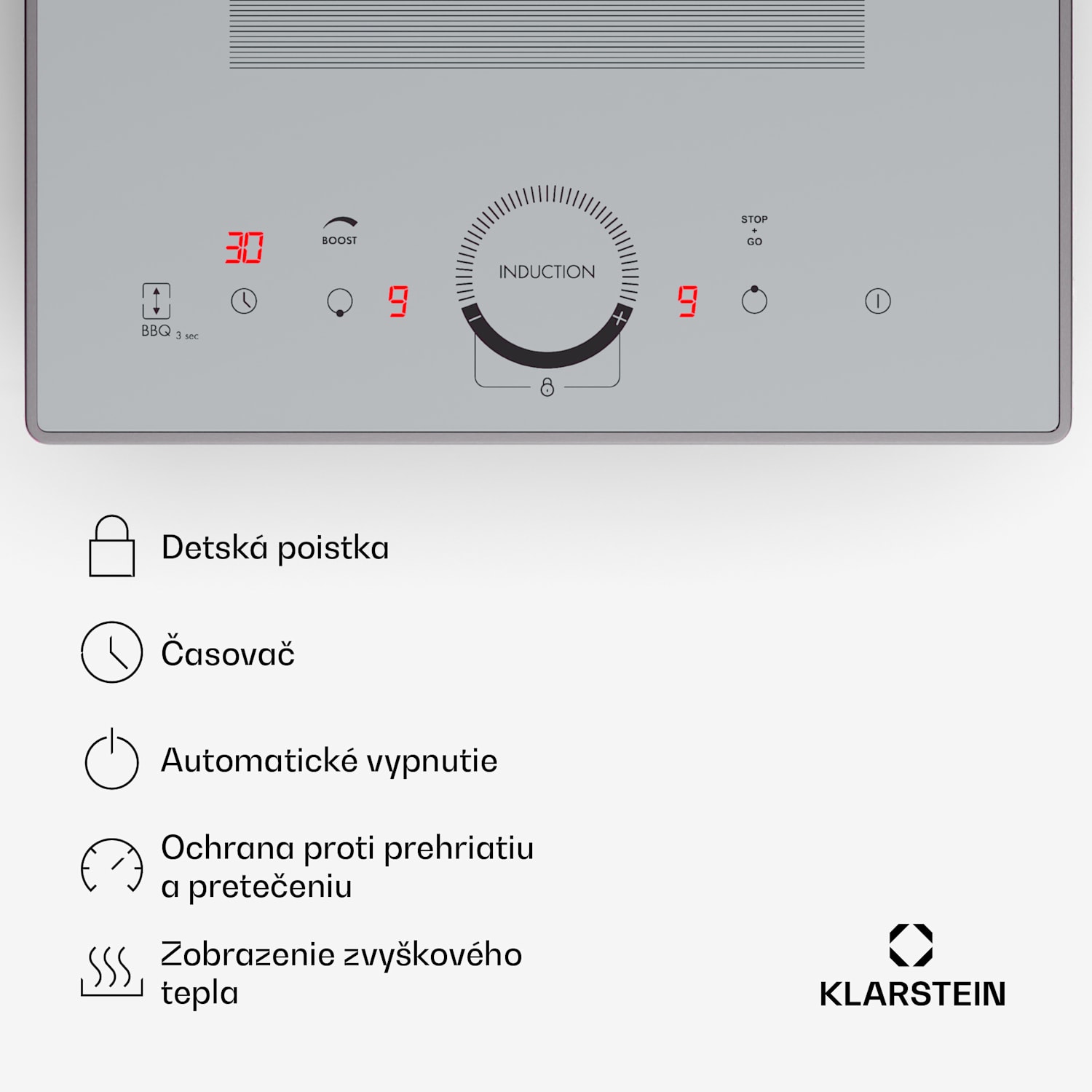 Delicatessa Slim Domino, indukčná varná doska, 3500 W, časovač Slim Domino | 30 cm | Biele sklo