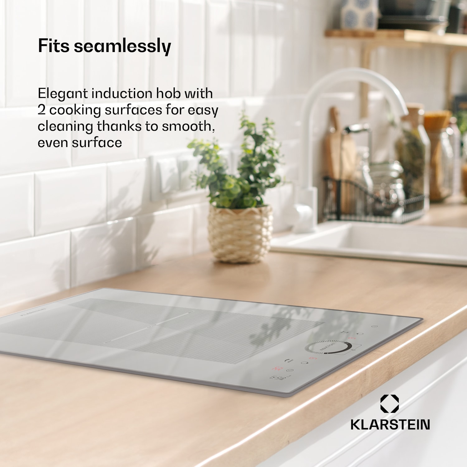 Delicatessa Slim Domino, induktioliesi, 3500 W, ajastin Slim Domino | 30 cm | Valkoinen Lasi