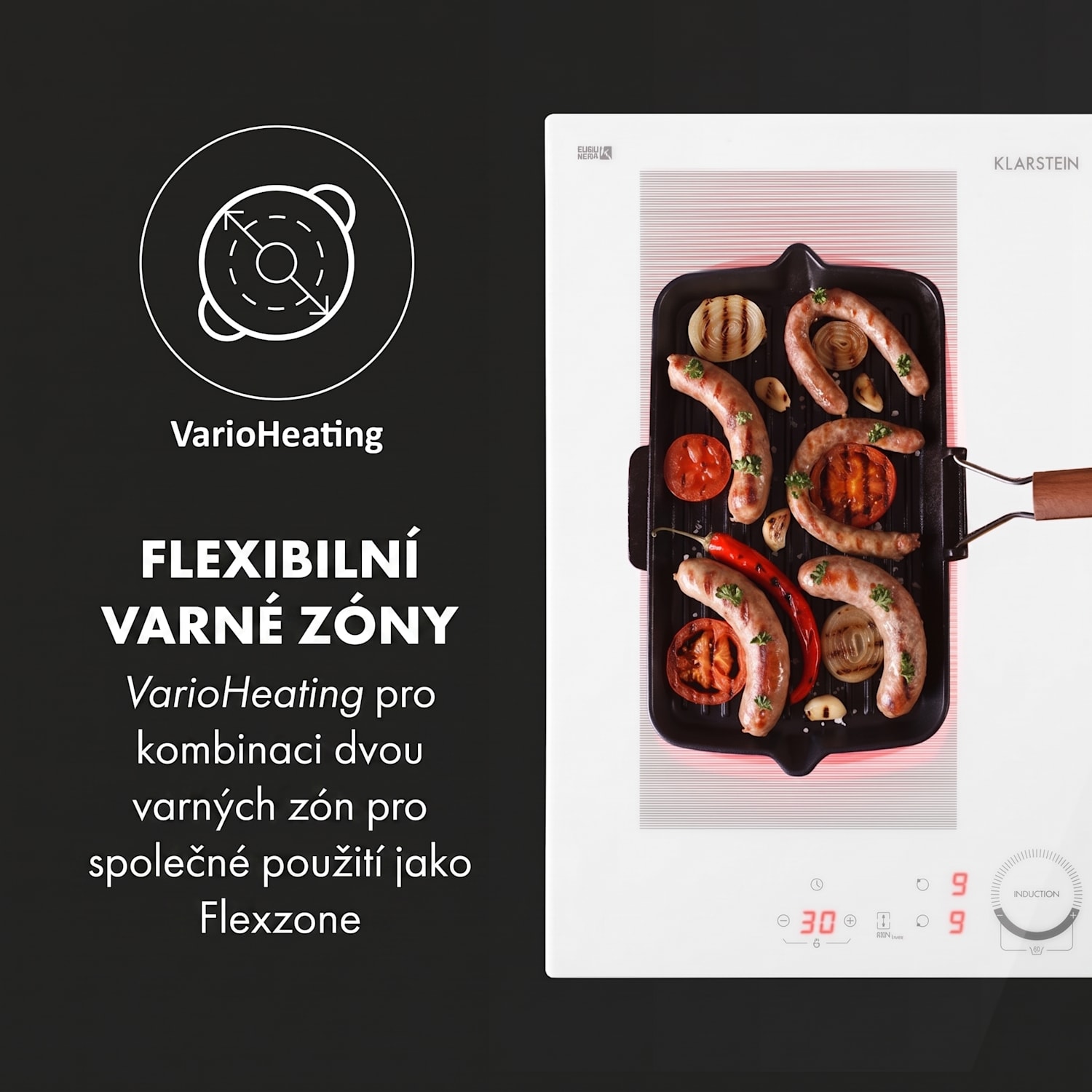 Delicatessa 60 Hybrid, indukční varná deska, vestavná, 7000 W, 4 zóny 4 | Bílé sklo