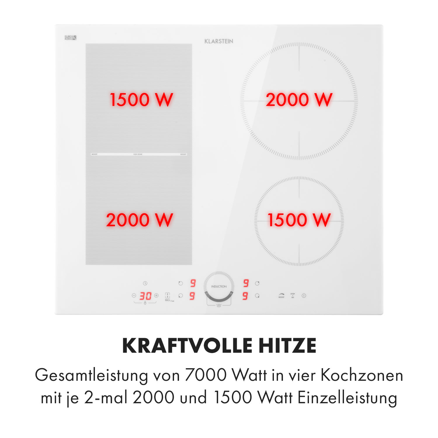 Delicatessa 60 Hybrid Einbaukochfeld Induktion 4 Zonen 7000W 