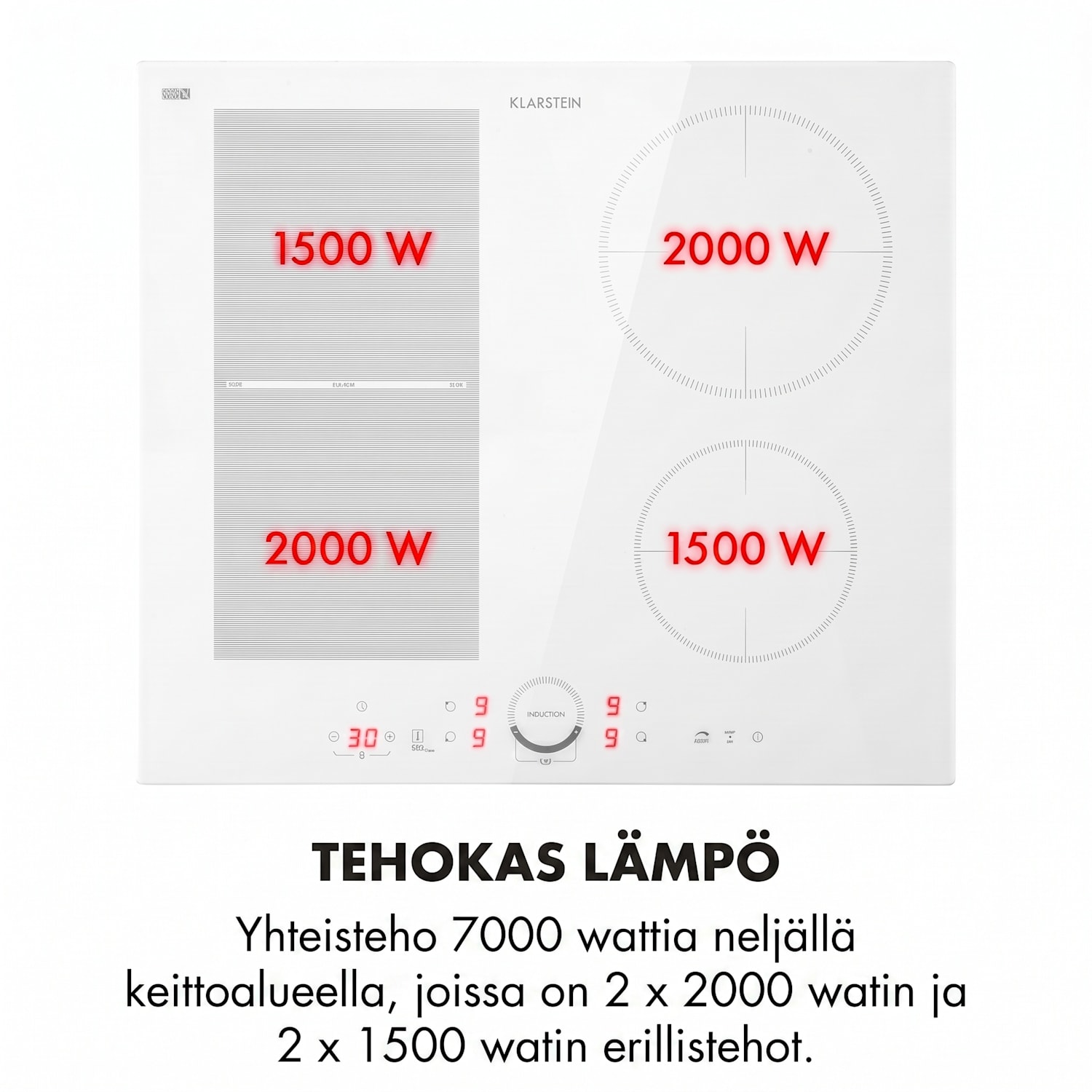Delicatessa 60 Hybrid, integroitava induktioliesitaso, 4 aluetta, 7000 W 60 cm | 1 Joustoalue | Valkoinen