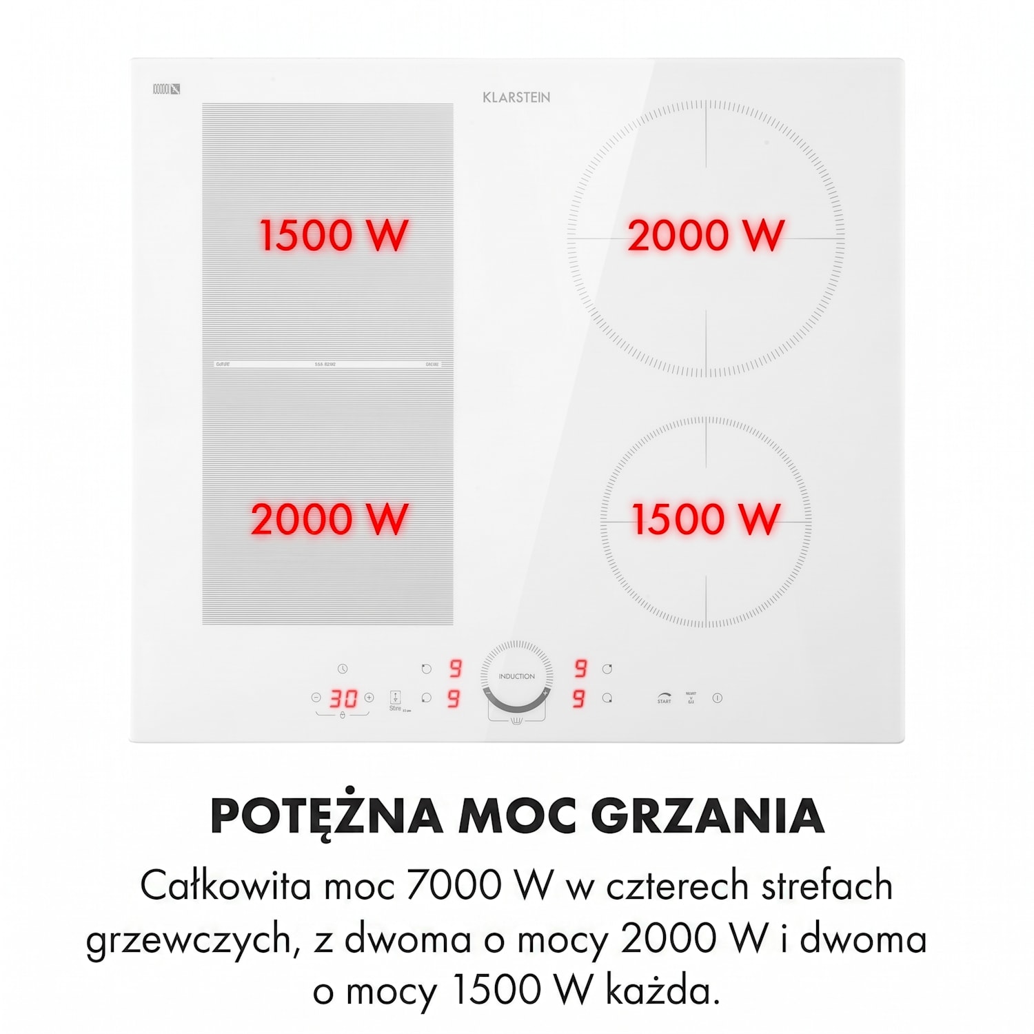 Delicatessa 60 Hybrid, płyta indukcyjna do zabudowy, 4 strefy, 7000 W 4 | Białe Szkło
