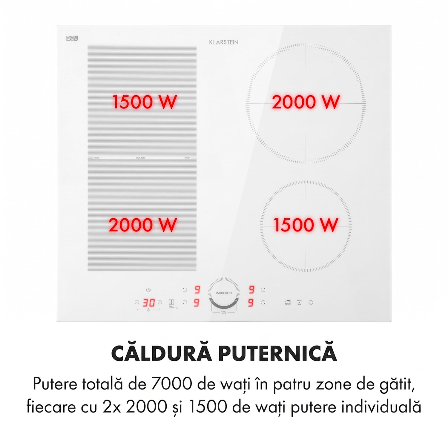 Delicatessa 60 Hybrid, plita încorporabila, cu inductie, 4 zone, 7000 W 4 | Sticlă albă