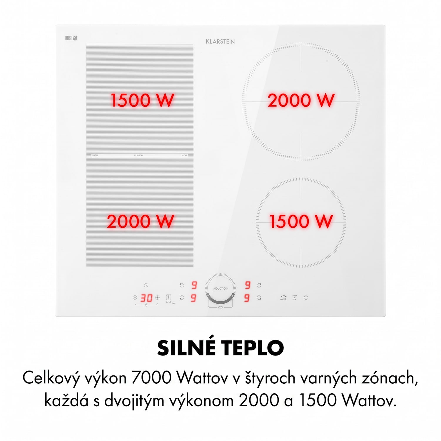Delicatessa 60 Hybrid, vstavaná indukčná varná doska, 7000 W, 4 zóny 4 | Biele sklo