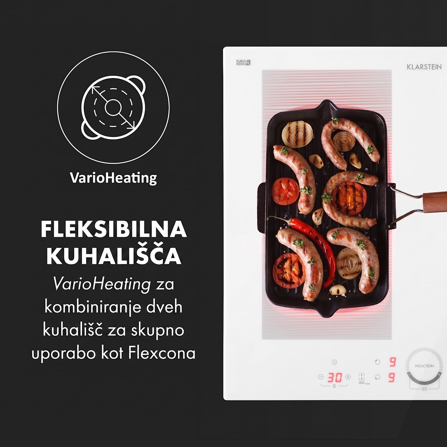 Delicatessa 60 Hybrid, vgradna kuhalna plošča, indukcija, 4 cone, 7000 W 4 | Belo Steklo