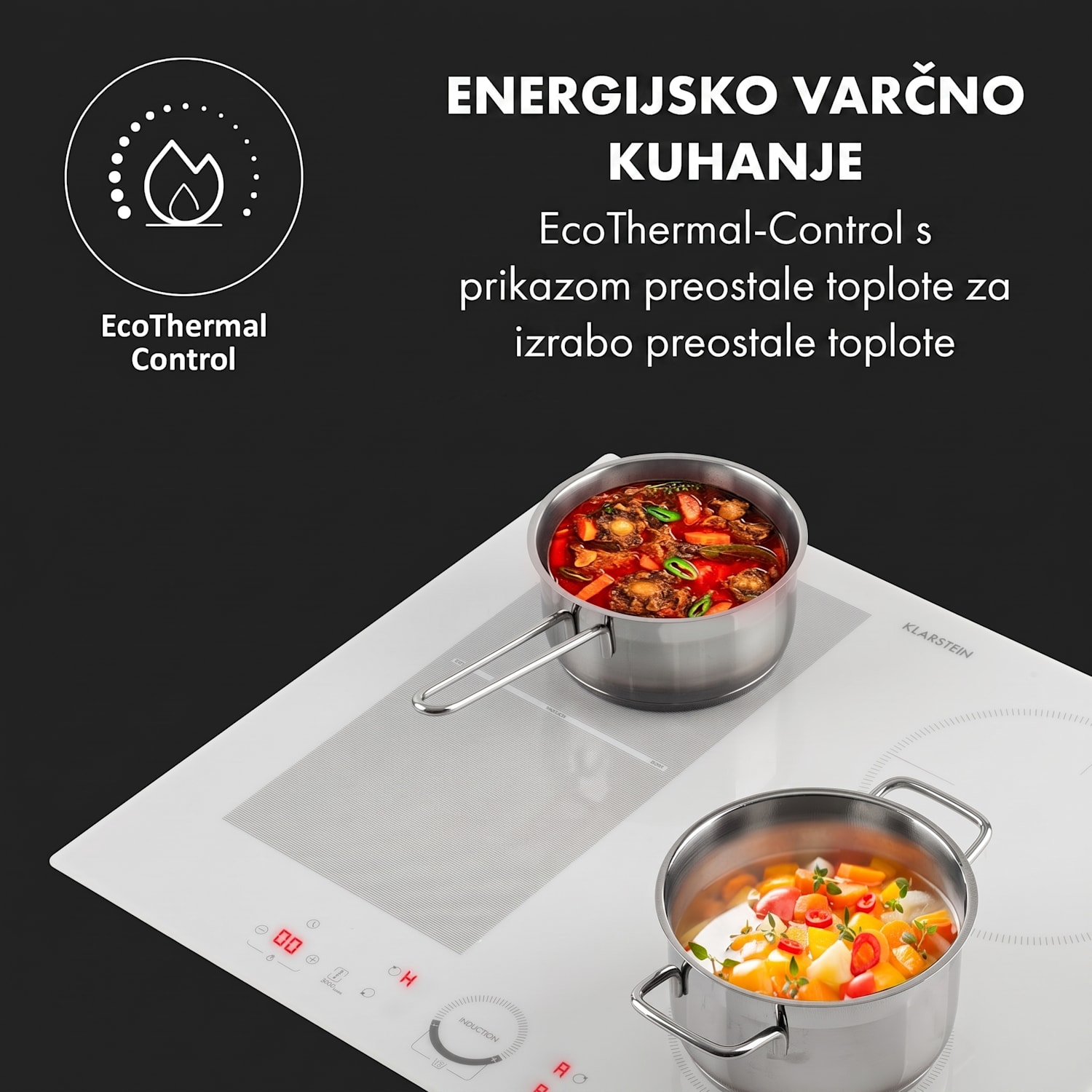 Delicatessa 60 Hybrid, vgradna kuhalna plošča, indukcija, 4 cone, 7000 W 4 | Belo Steklo