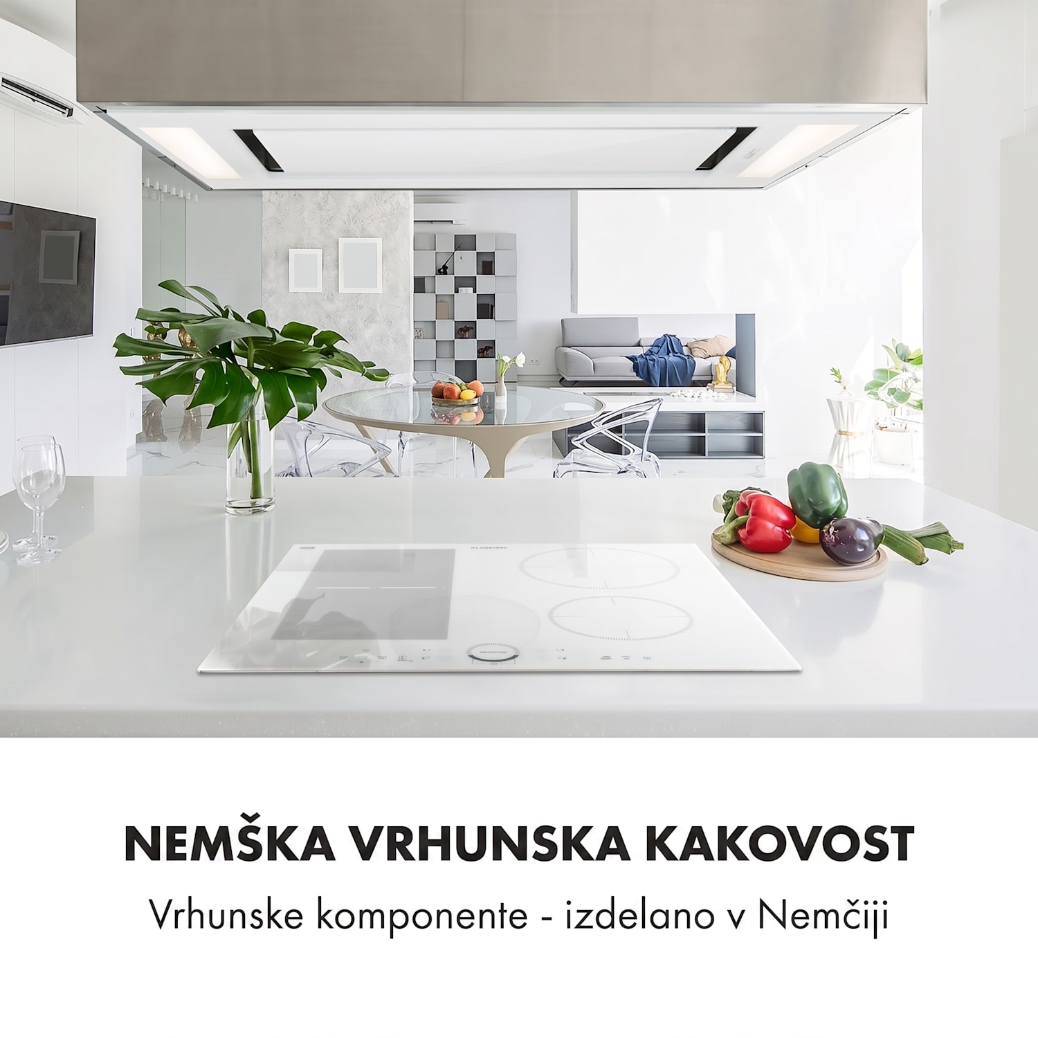 Delicatessa 60 Hybrid, vgradna kuhalna plošča, indukcija, 4 cone, 7000 W 4 | Belo Steklo