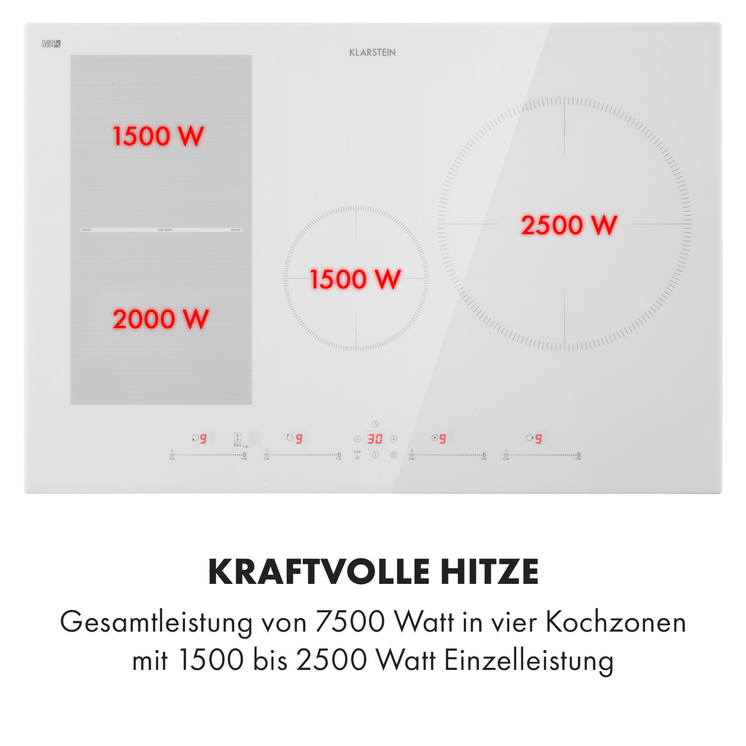 Delicatessa 77 Hybrid Einbaukochfeld Induktion 4 Zonen 7000W 4 | Weiß