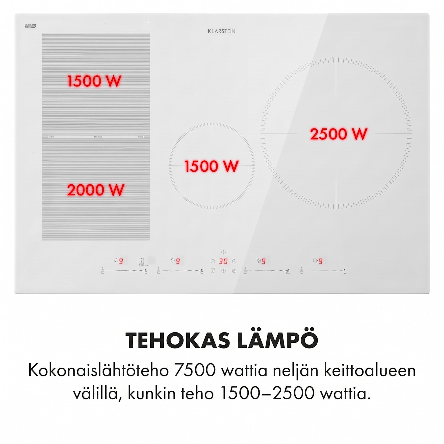 Delicatessa 77 Hybrid, integroitava induktioliesitaso, 4 aluetta, 7000 W, omavarainen 4 | Valkoinen