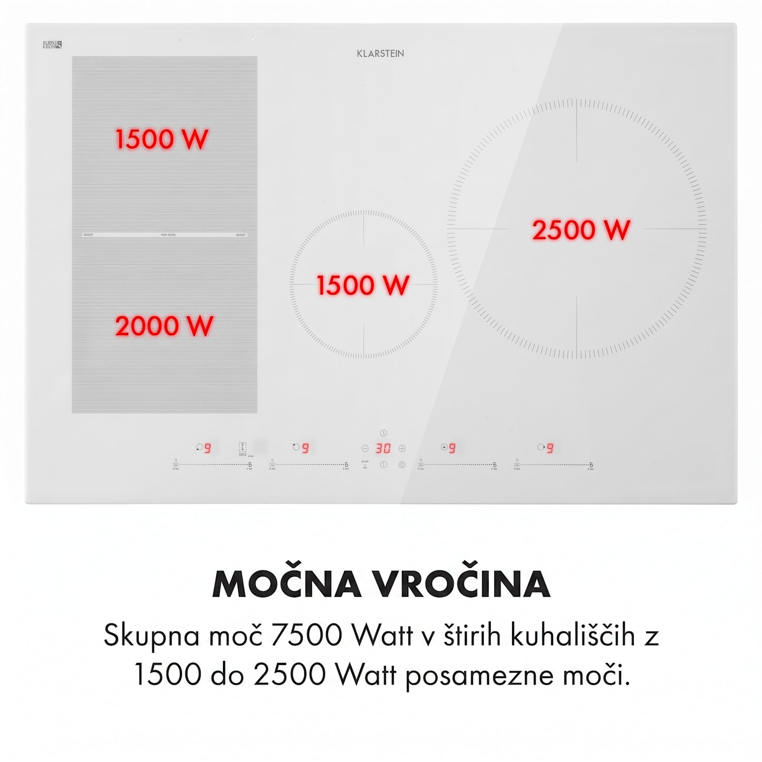 Delicatessa 77 Hybrid, vgradna kuhalna plošča, indukcija, 4 cone,  7000 W 4 | Bela