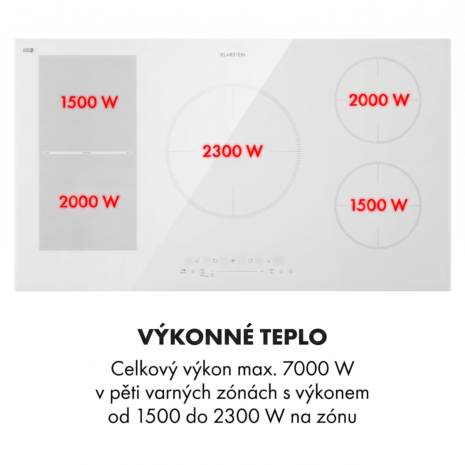 Delicatessa 90 Hybrid, indukční varná deska, vestavná, 7400 W, 5 zón, bílá 5 | Bílé sklo