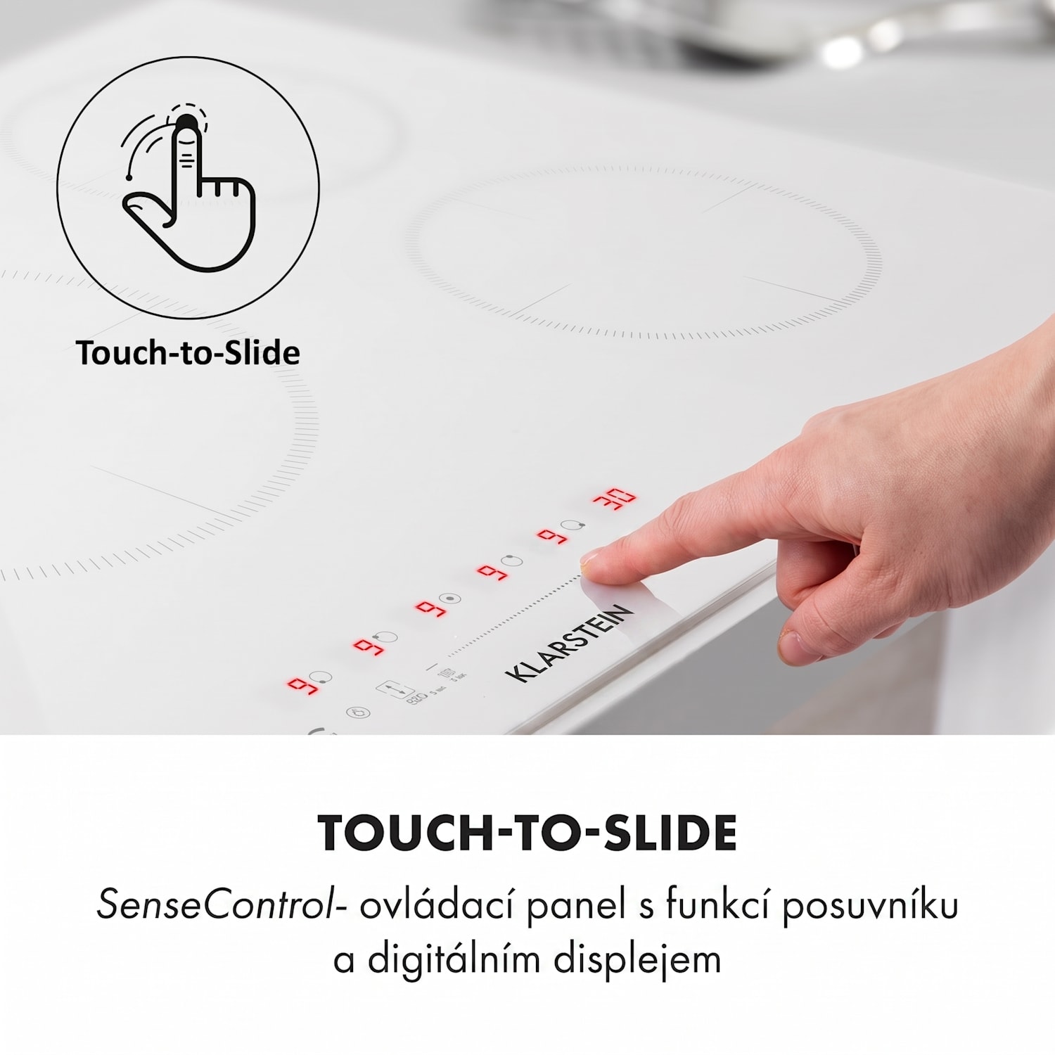 Delicatessa 90 Hybrid, indukční varná deska, vestavná, 7400 W, 5 zón, bílá 5 | Bílé sklo