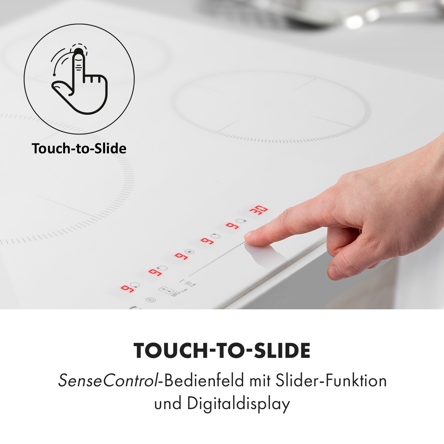 Delicatessa 90 Hybrid Table de cuisson induction encastrable 5 zones 7400 W noir 5 | Verre Blanc