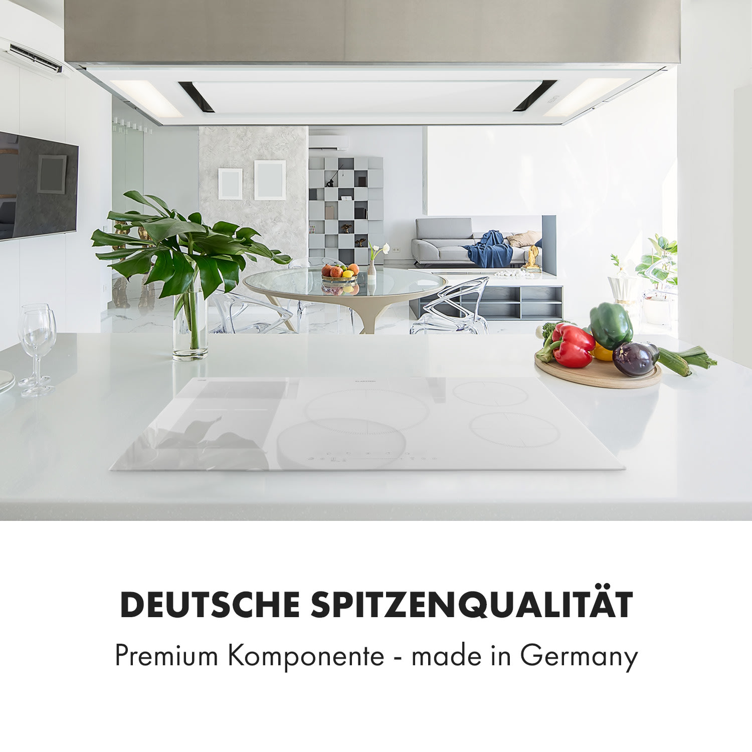 Delicatessa 90 Hybrid Table de cuisson induction encastrable 5 zones 7400 W noir 5 | Verre Blanc