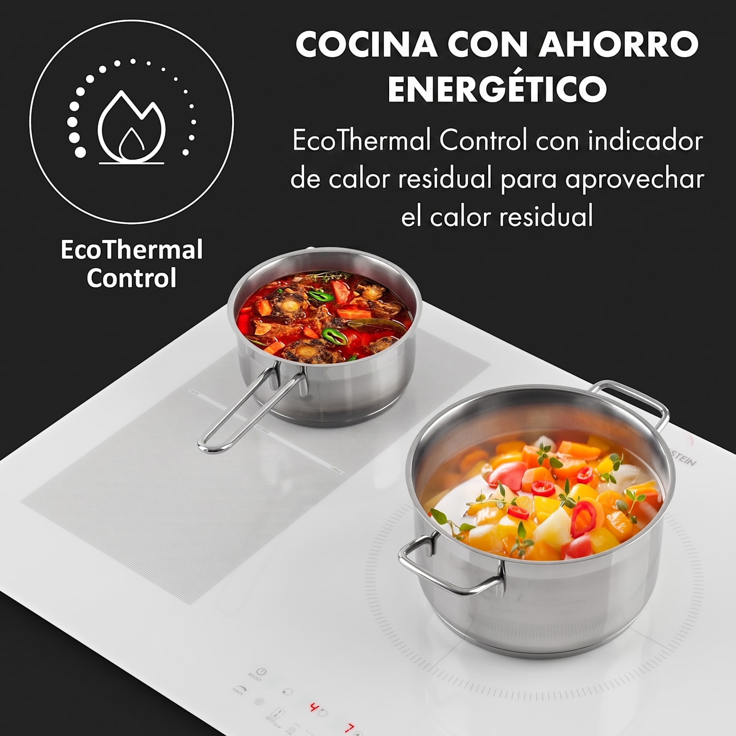 Delicatessa 90 Hybrid Placa de inducción encastrable 5 zonas 7400W color negro 5 | Vidrio Blanco