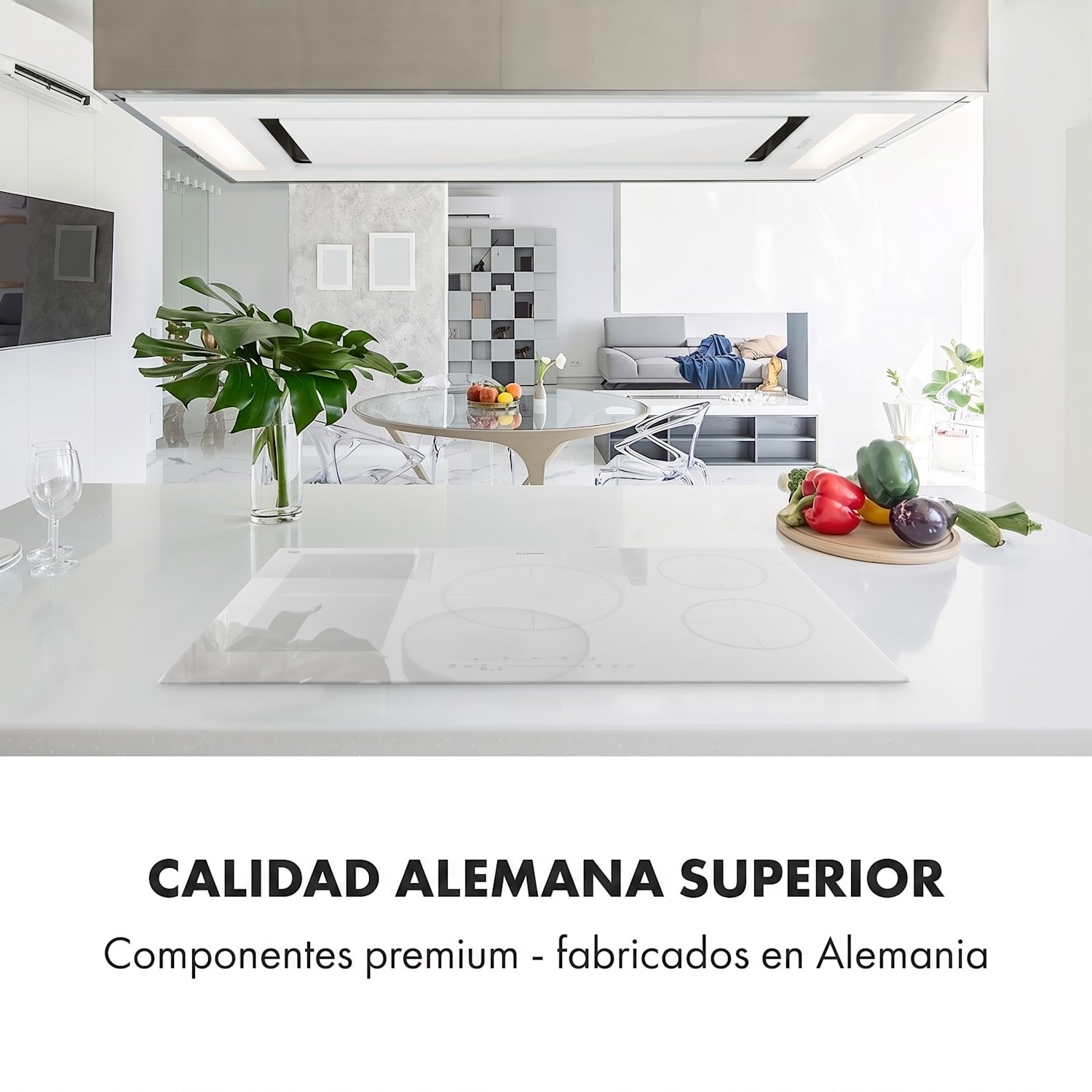 Delicatessa 90 Hybrid Placa de inducción encastrable 5 zonas 7400W color negro 5 | Vidrio Blanco