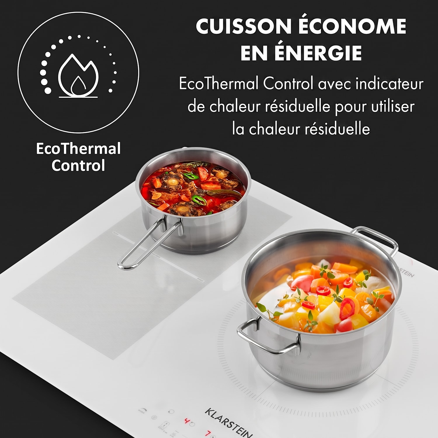 Klarstein Delicatessa 90 Hybrid inbouw inductiekookplaat 5 zones 7400W zwart 5 | Wit Glas
