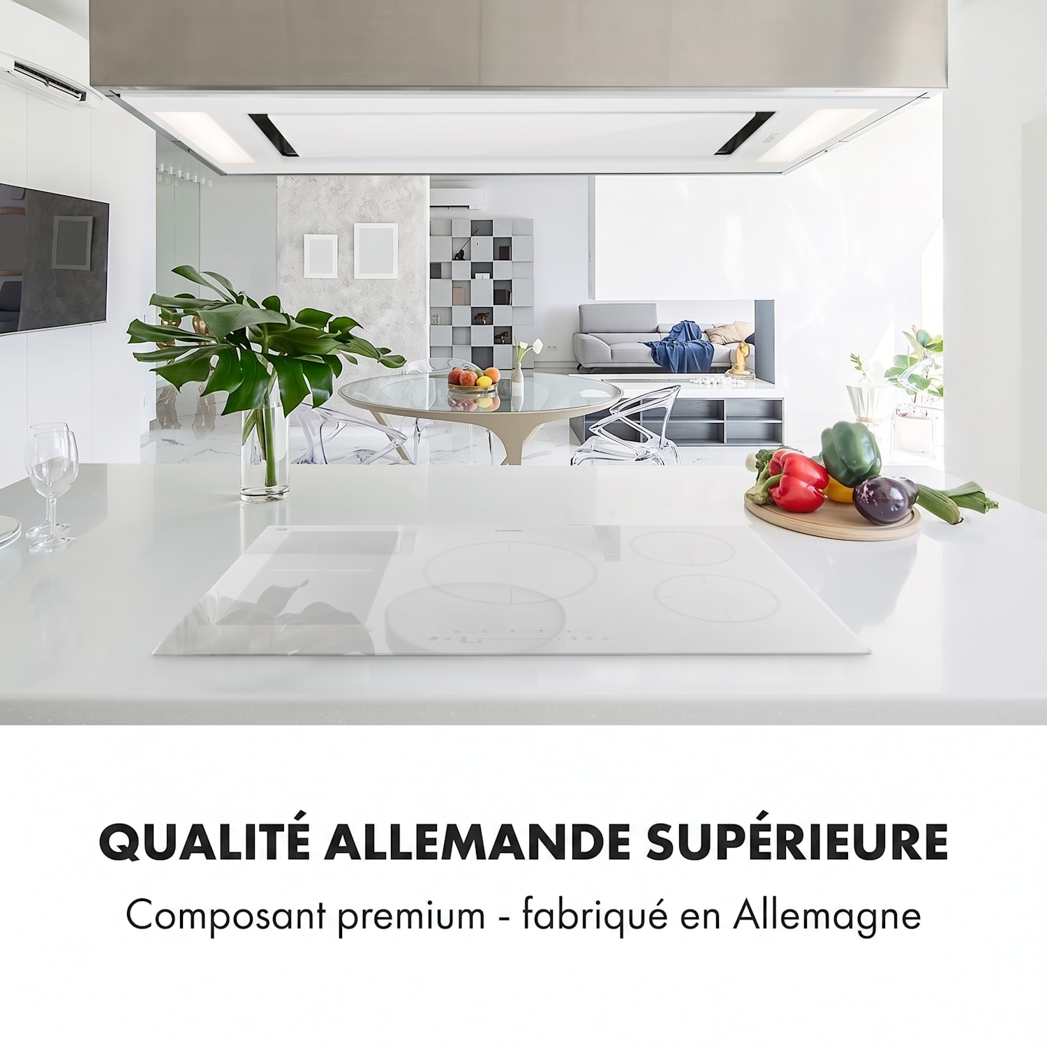 Klarstein Delicatessa 90 Hybrid inbouw inductiekookplaat 5 zones 7400W zwart 5 | Wit Glas