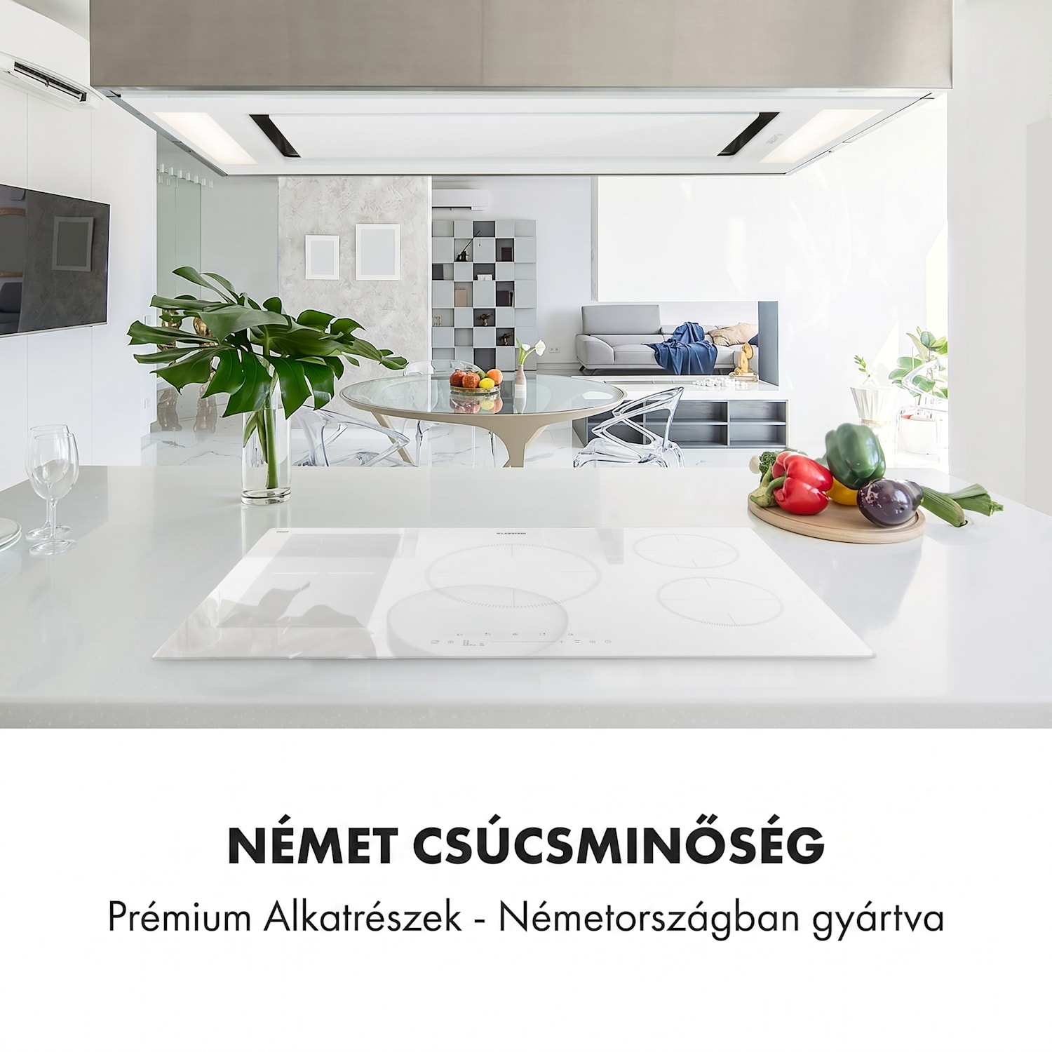Delicatessa 90 Hybrid, beépített indukciós főzőlap, 7400 W, 5 zóna, fekete 5 | Fehér üveg