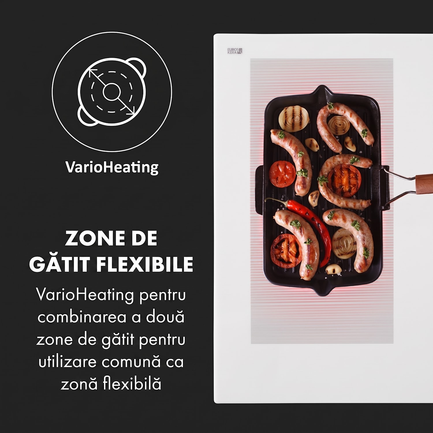 Delicatessa 90 Hybrid, plită încorporată, inducție, 5 zone, 7400 W, neagră 5 | Sticlă albă