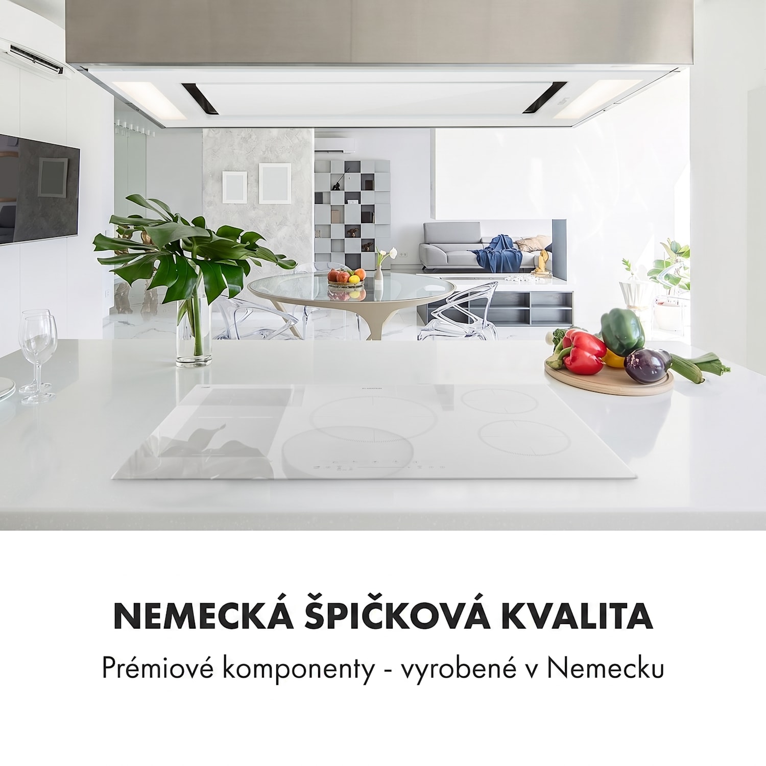 Delicatessa 90 Hybrid, vstavaná indukčná varná doska, 7400 W, 5 zón, čierna 5 | Biele sklo