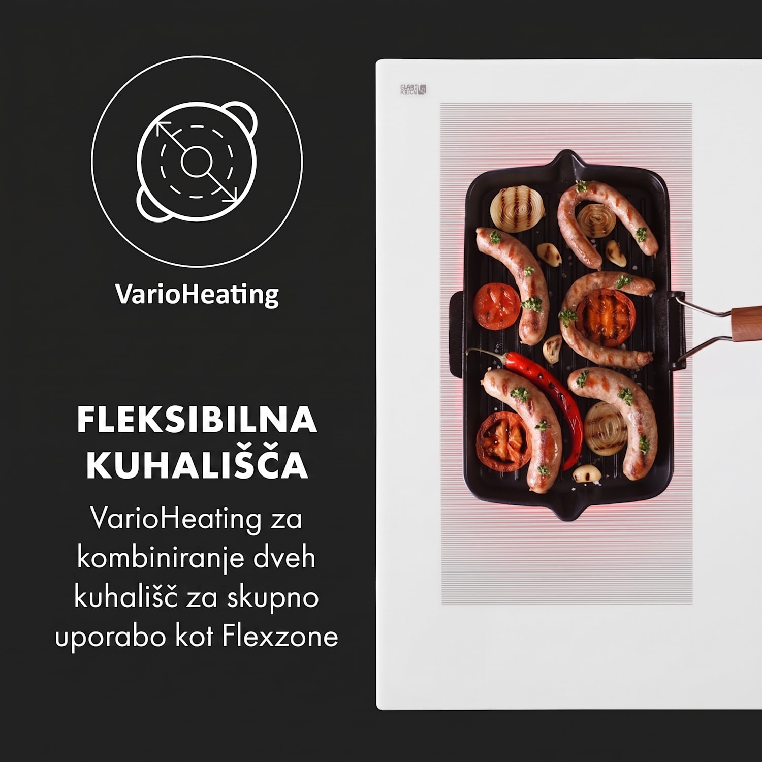 Delicatessa 90 Hybrid, vgradna kuhalna plošča, indukcija, 5 con, 7400 W, črna barva 5 | Belo Steklo
