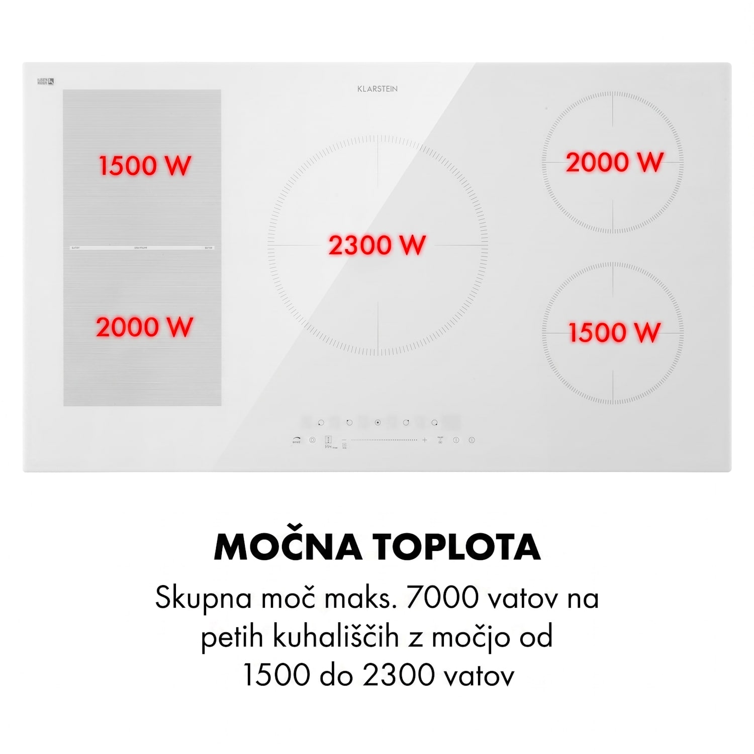 Delicatessa 90 Hybrid, vgradna kuhalna plošča, indukcija, 5 con, 7400 W, črna barva 5 | Belo Steklo