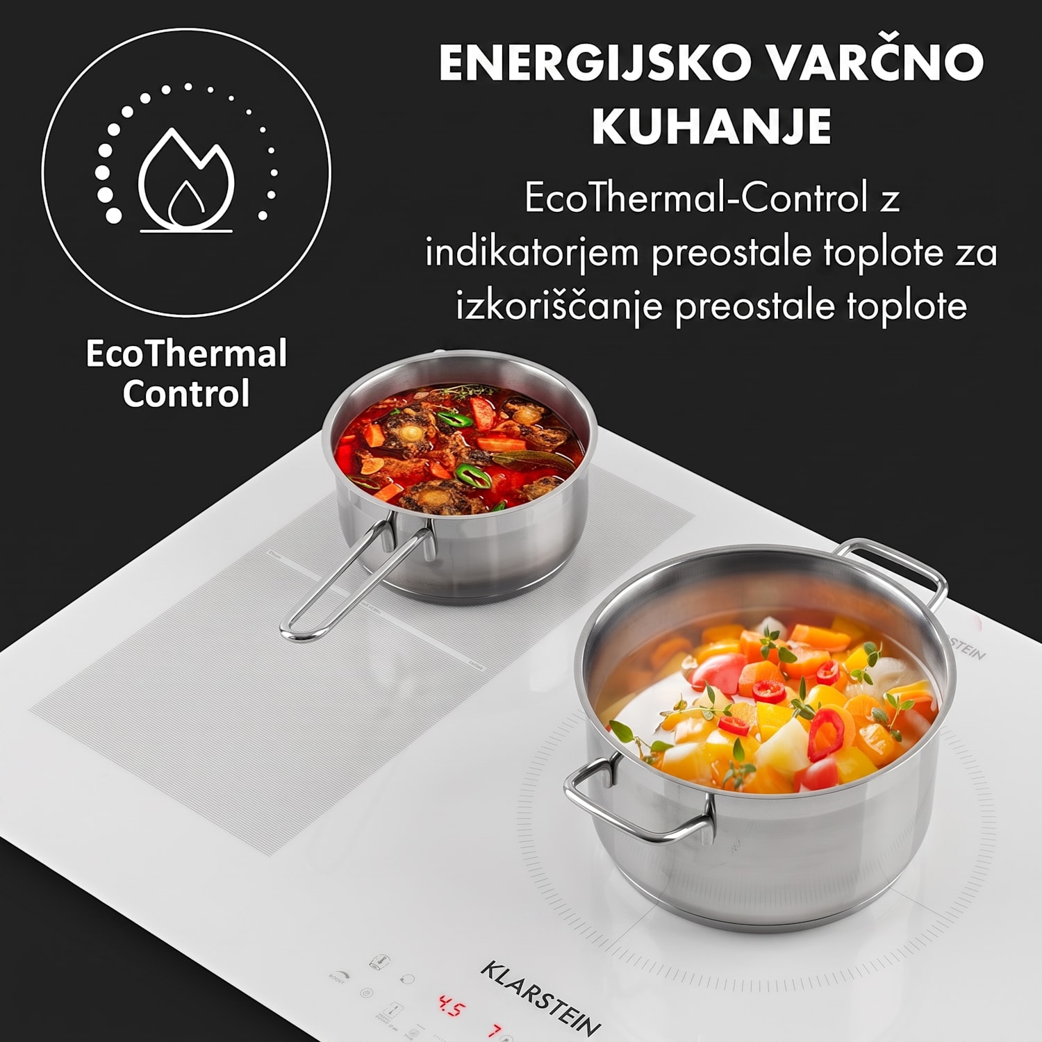 Delicatessa 90 Hybrid, vgradna kuhalna plošča, indukcija, 5 con, 7400 W, črna barva 5 | Belo Steklo