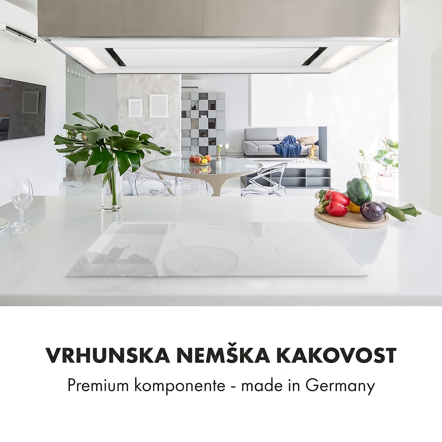 Delicatessa 90 Hybrid, vgradna kuhalna plošča, indukcija, 5 con, 7400 W, črna barva 5 | Belo Steklo