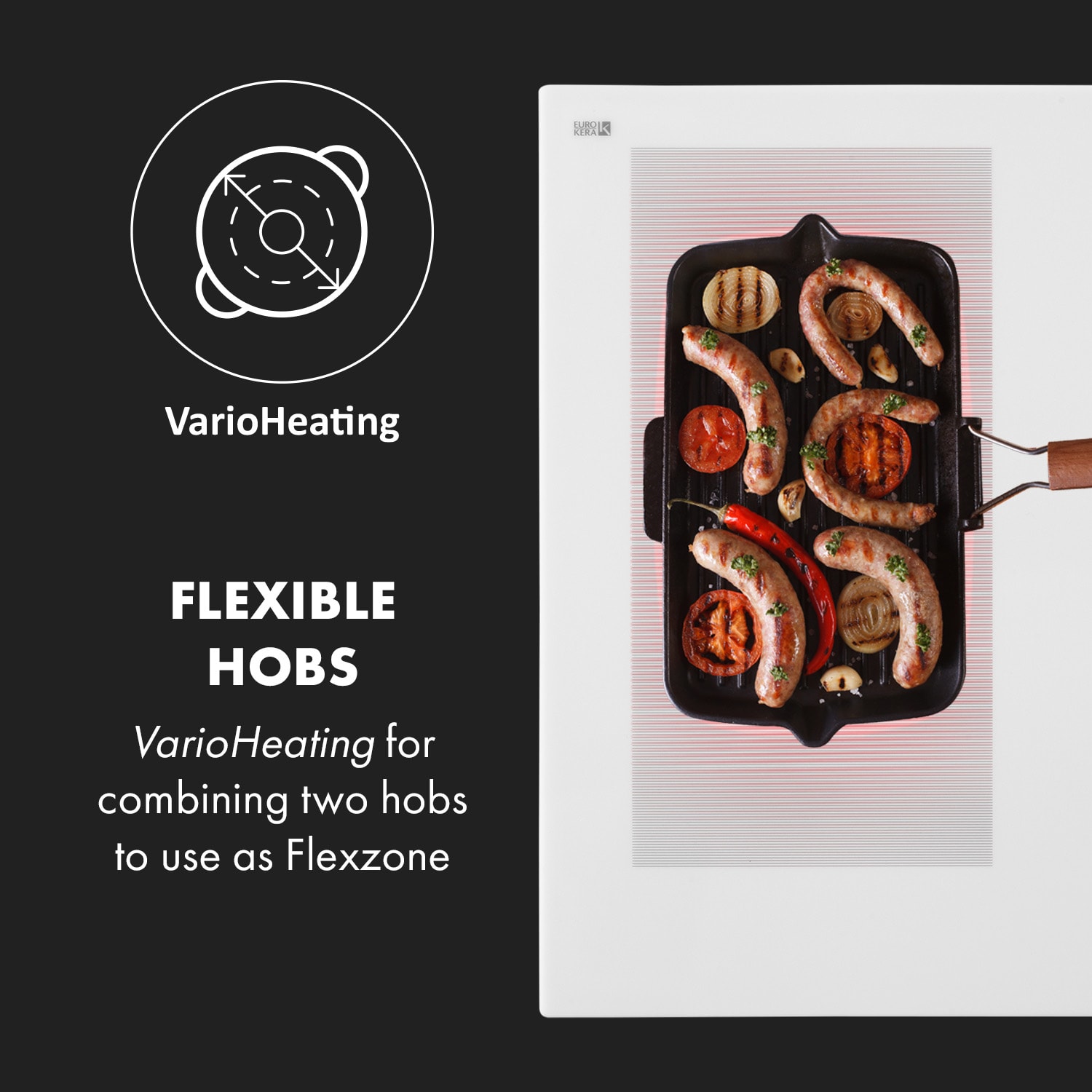 Delicatessa 90 Hybrid, Built-in Hob, Induction, 5 Zones, 7400W, Black 5 | White Glass