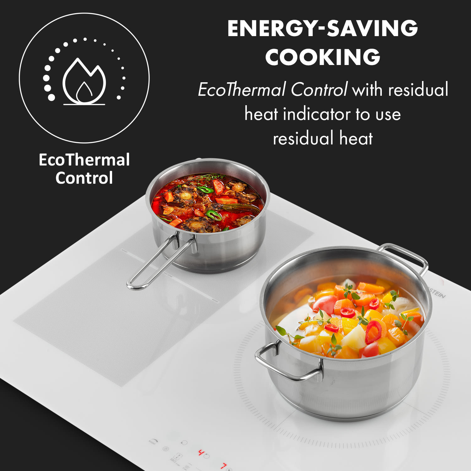 Klarstein Delicatessa 90 Hybrid inbouw inductiekookplaat 5 zones 7400W zwart 5 | Wit Glas
