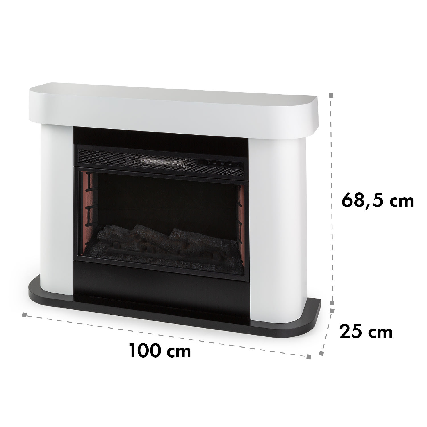 Aargua Smart, elektrický krb, 1000/2000 W, LED, 18–27 °C, týdenní časovač, bílý