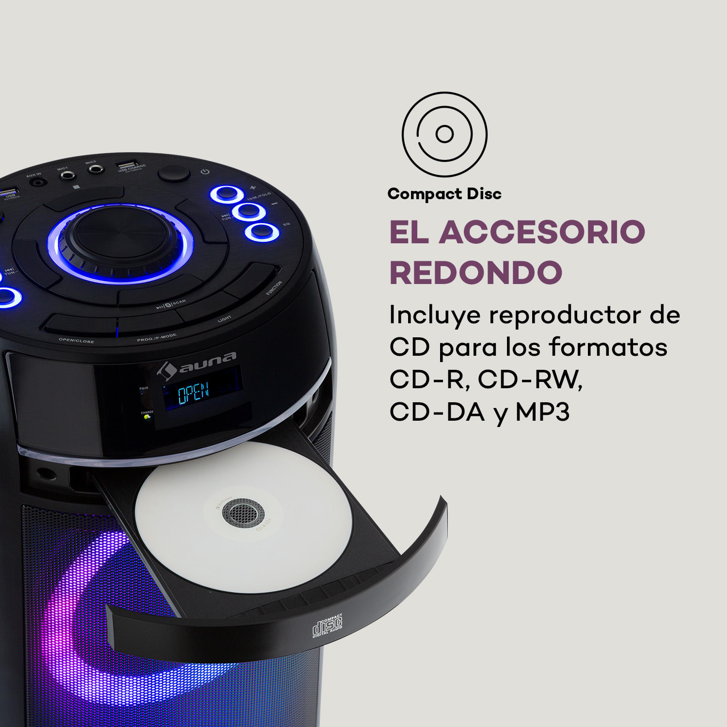 ULTRASONIC CD Altavoz para fiestas 100 vatios 2 woofer de 6,5" color negro