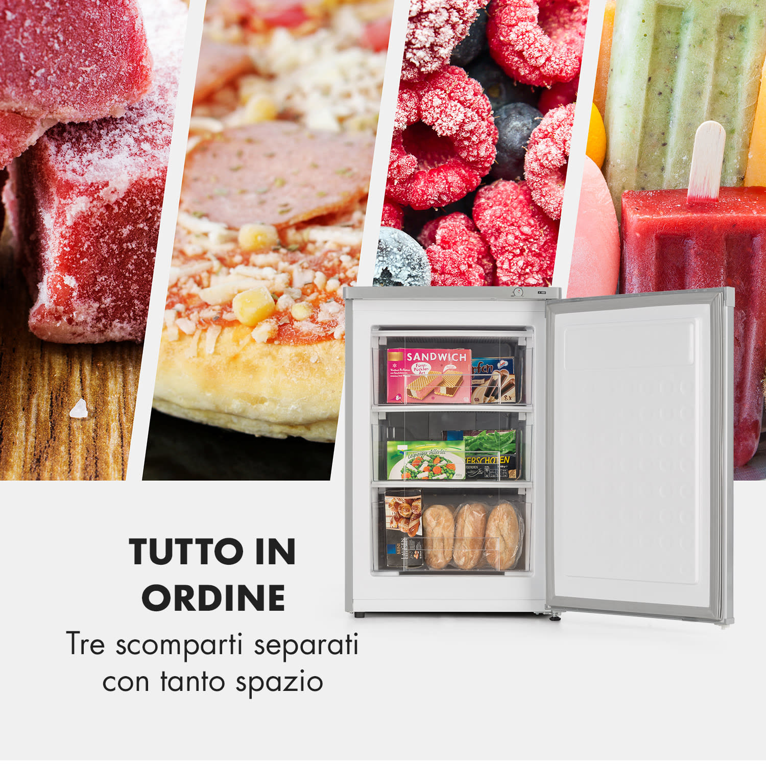 Congelatore Garfield XXL 80l 3 Box Termostato Argento metallizzato