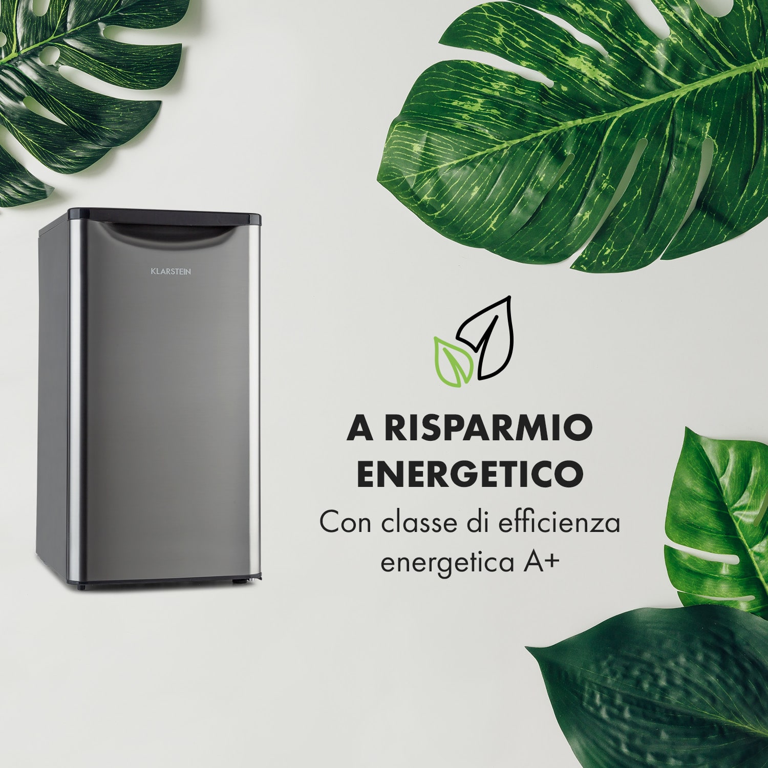 Frigorifero Yummy con vano congelatore 90 Litri 42dB 92 Ltr | Argento metallizzato
