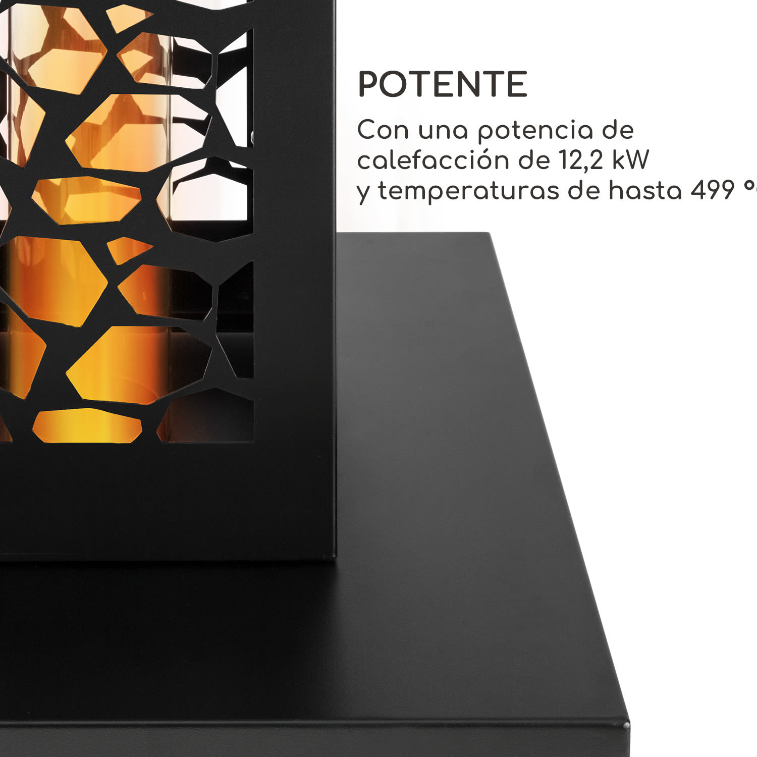 Heat Hunter Estufa de pellets para terrazas 12,2 kW móvil acero inoxidable color negro Negro